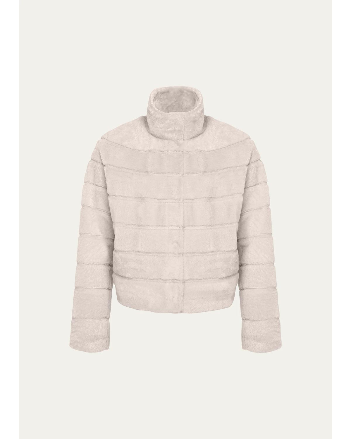 Reversible Textured Lamb Shearling Jacket