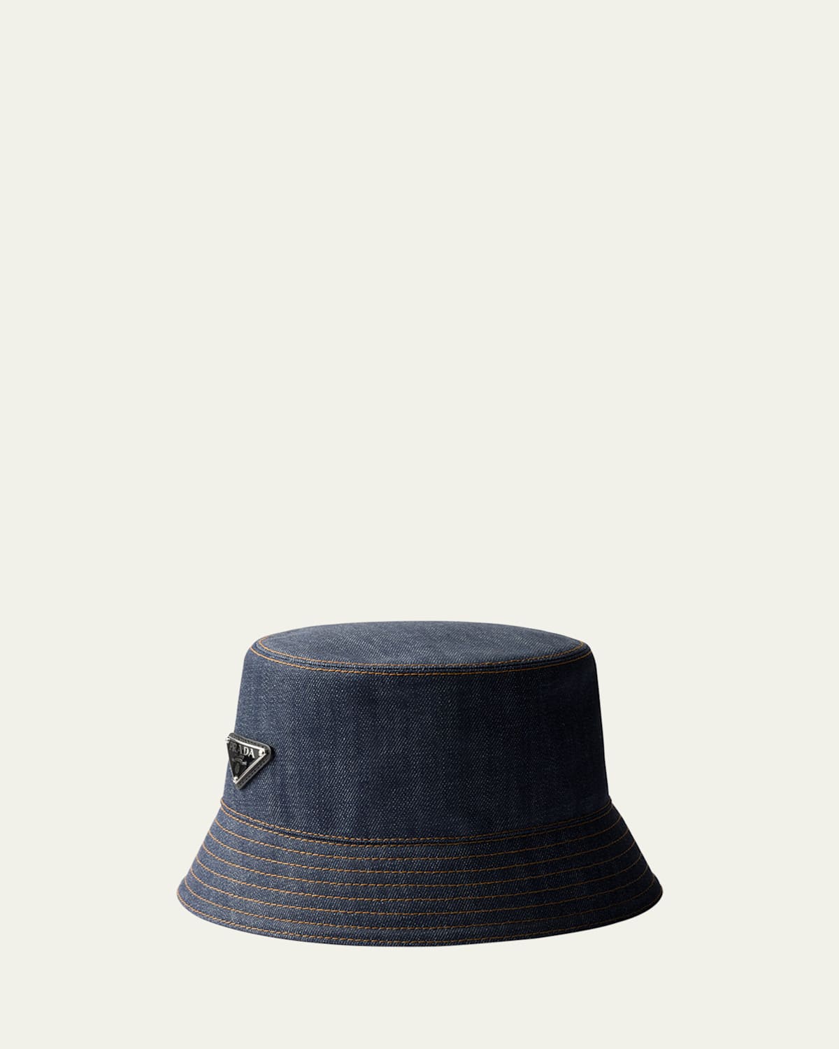 Prada Men's Denim Triangle-logo Bucket Hat In F0008 Bleu