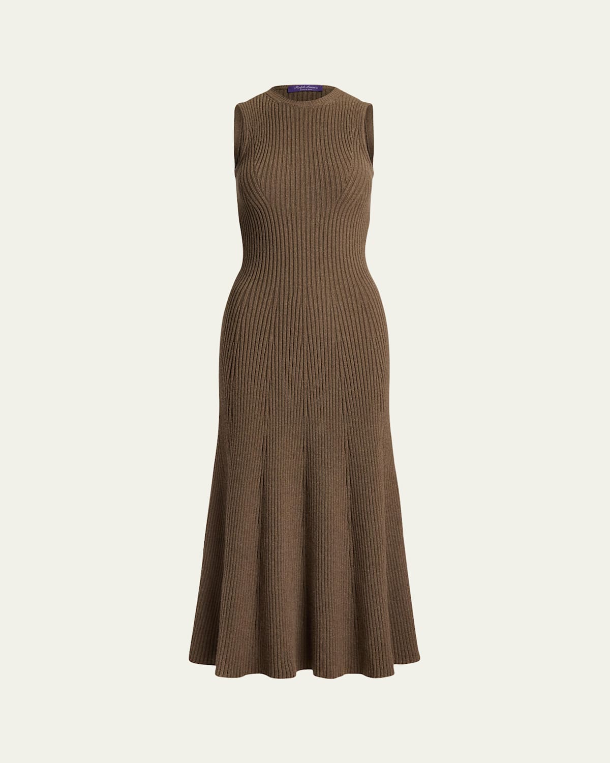 Shop Polo Ralph Lauren Lofty Cashmere Rib Sleeveless Midi Day Dress In Beige