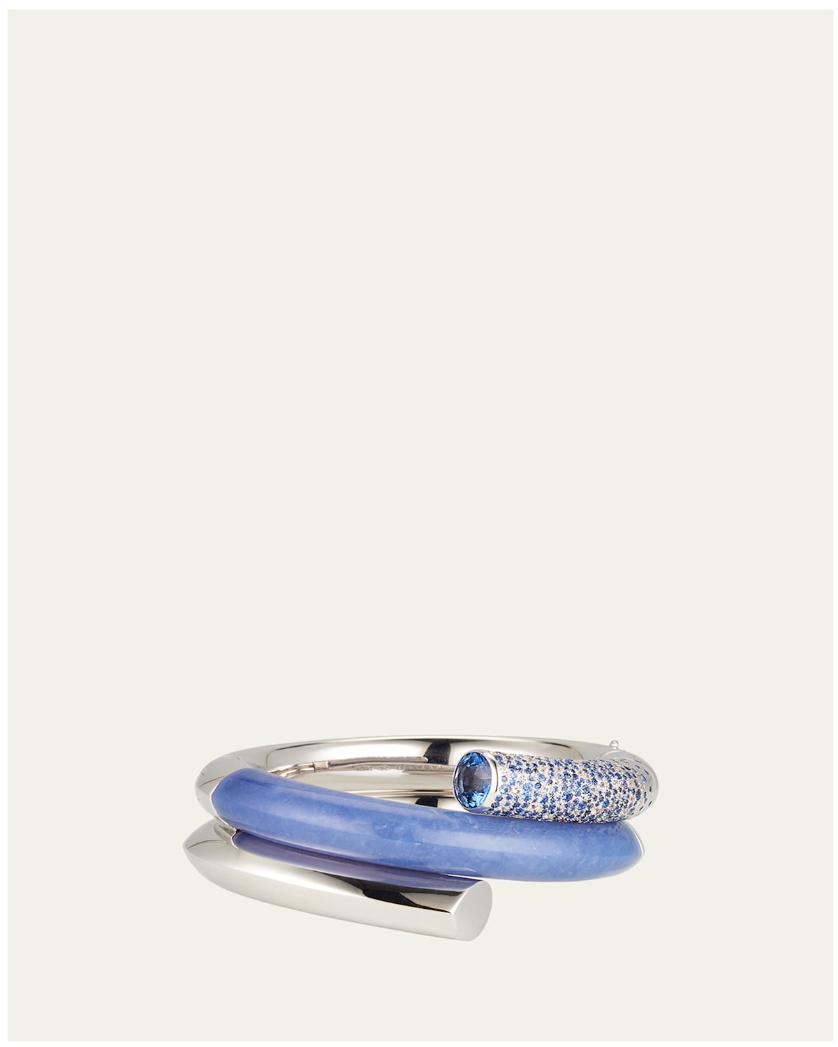 Fairmined 18K White Gold Oera Bracelet with Sapphires and Blue Chalcedony