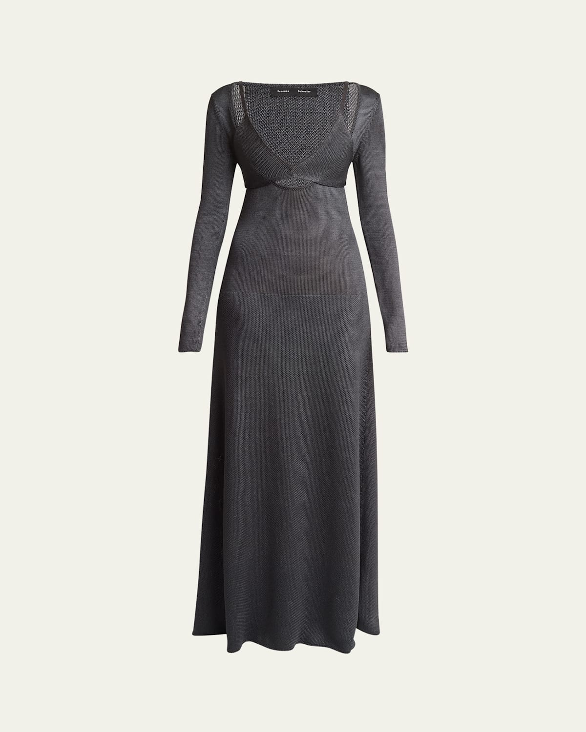 PROENZA SCHOULER NALANI DEEP V-NECK LACQUERED VISCOSE MAXI DRESS 