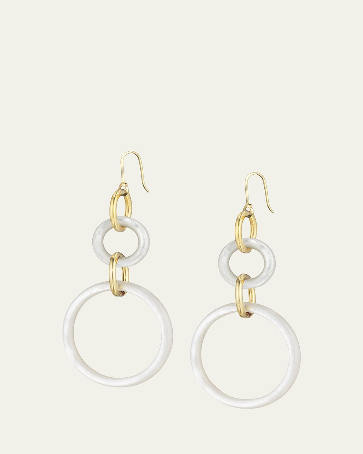 18K Gold Large Stella Double Earrings, White