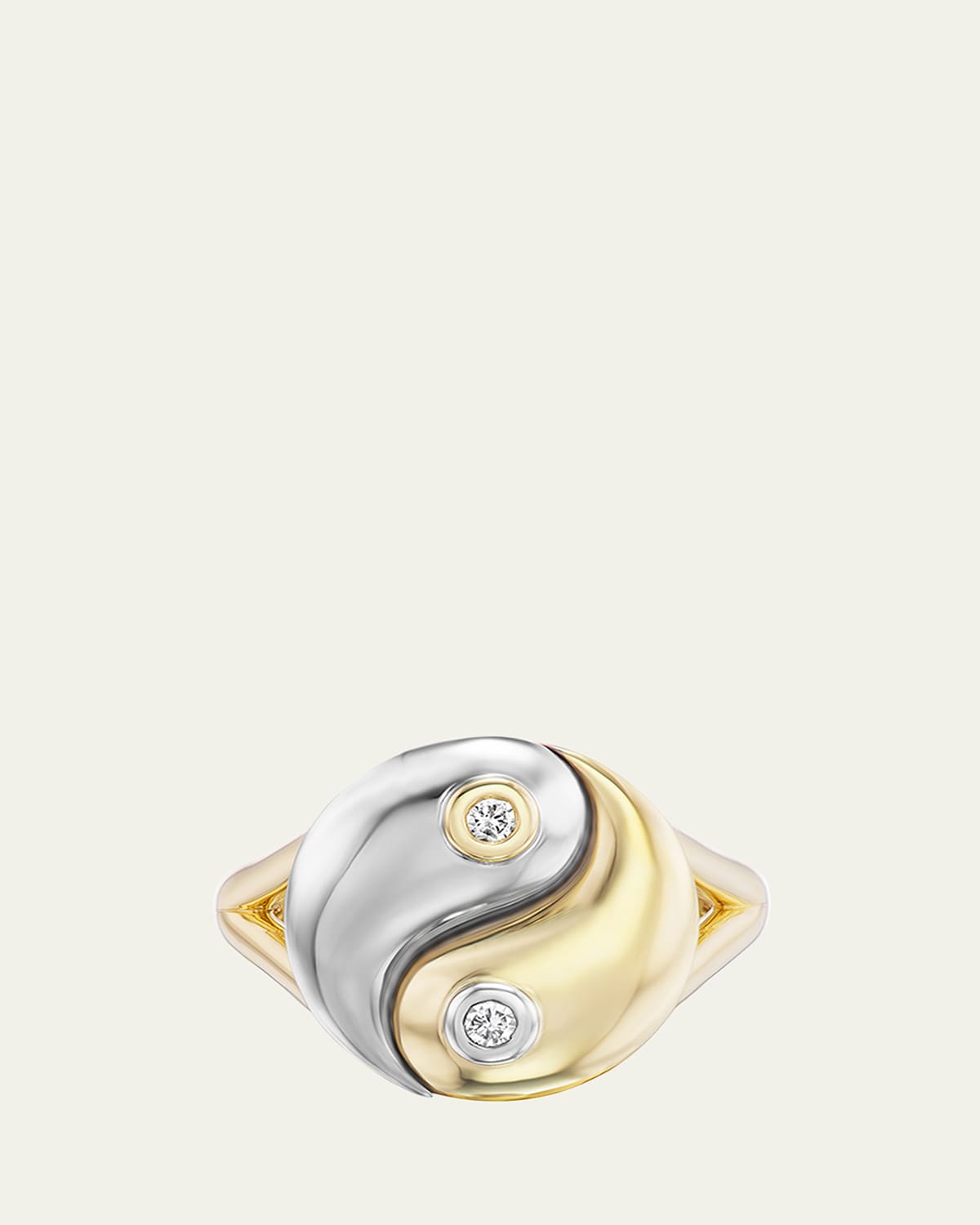 Two Tone Diamond Bezel Yin Yang Ring