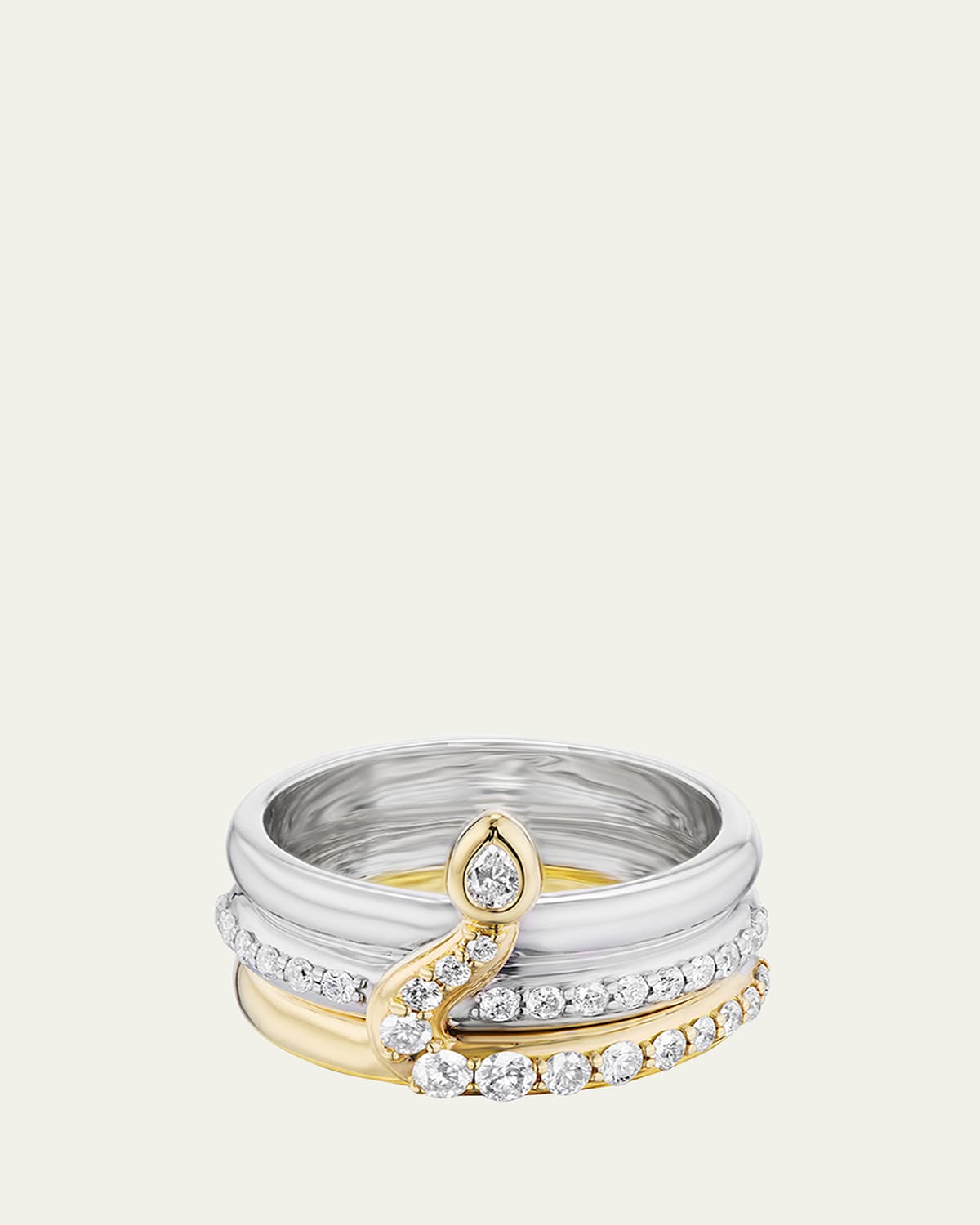 Two Tone Diamond Snake Ring