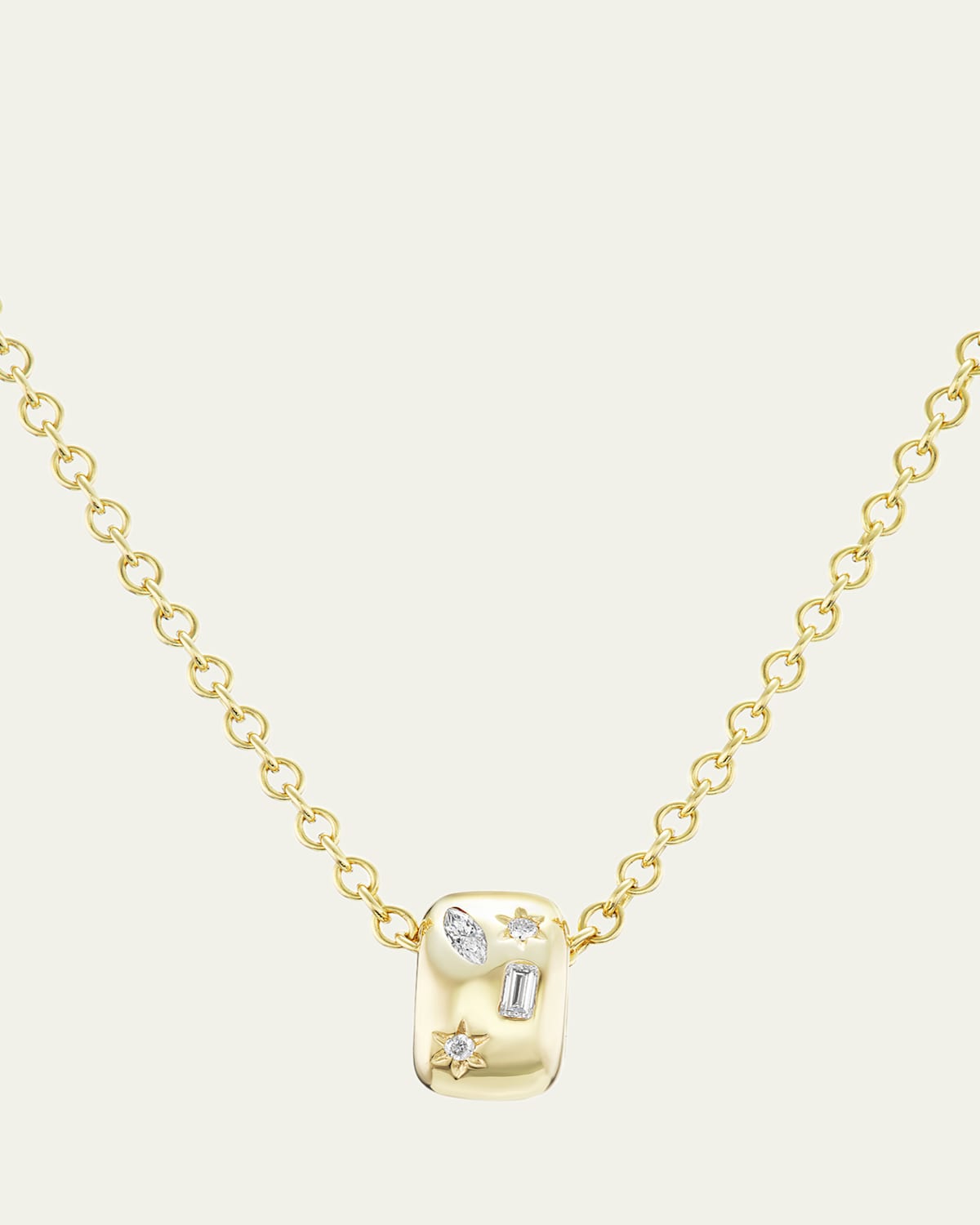 Wide Enhancer with Diamond Star and Marquise on Chain Necklace, 18"L