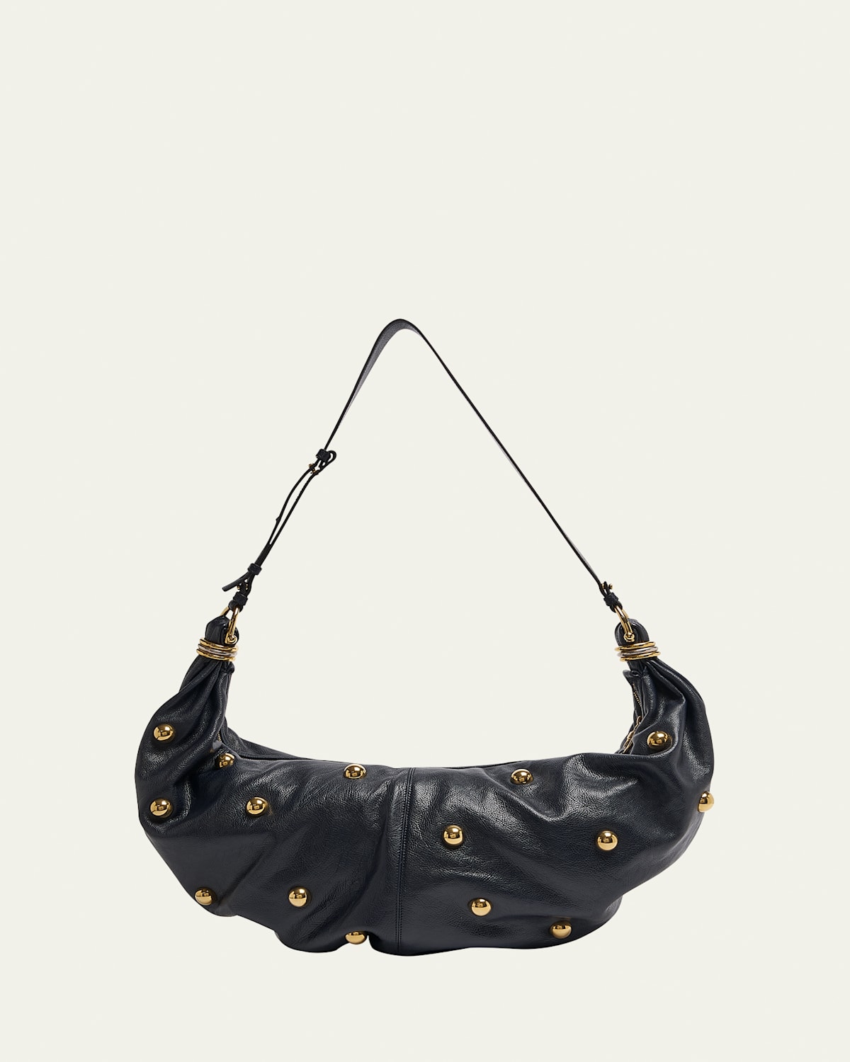 Chloé Bracelet Mini Studded Shoulder Bag In Grained Calfskin In Black