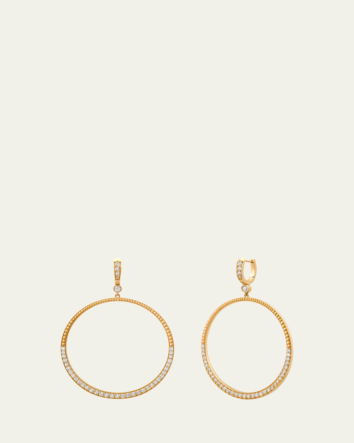 14K Yellow Gold Huggie Diamond Hoop Earrings