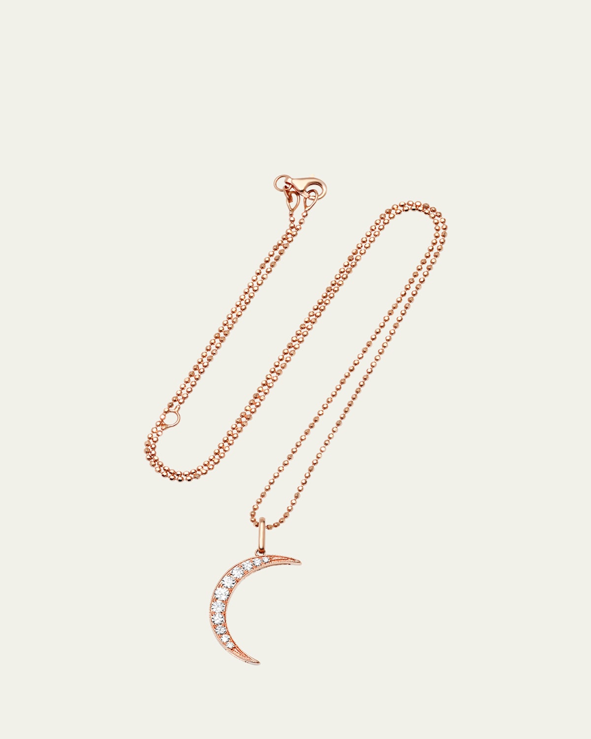 14k Rose Gold Diamond Crescent Moon Necklace