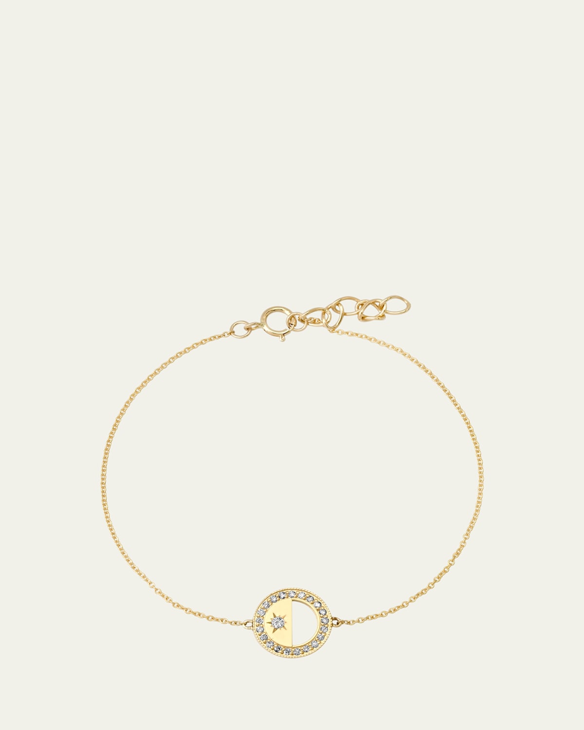 Half Moon Phase Diamond Charm Bracelet