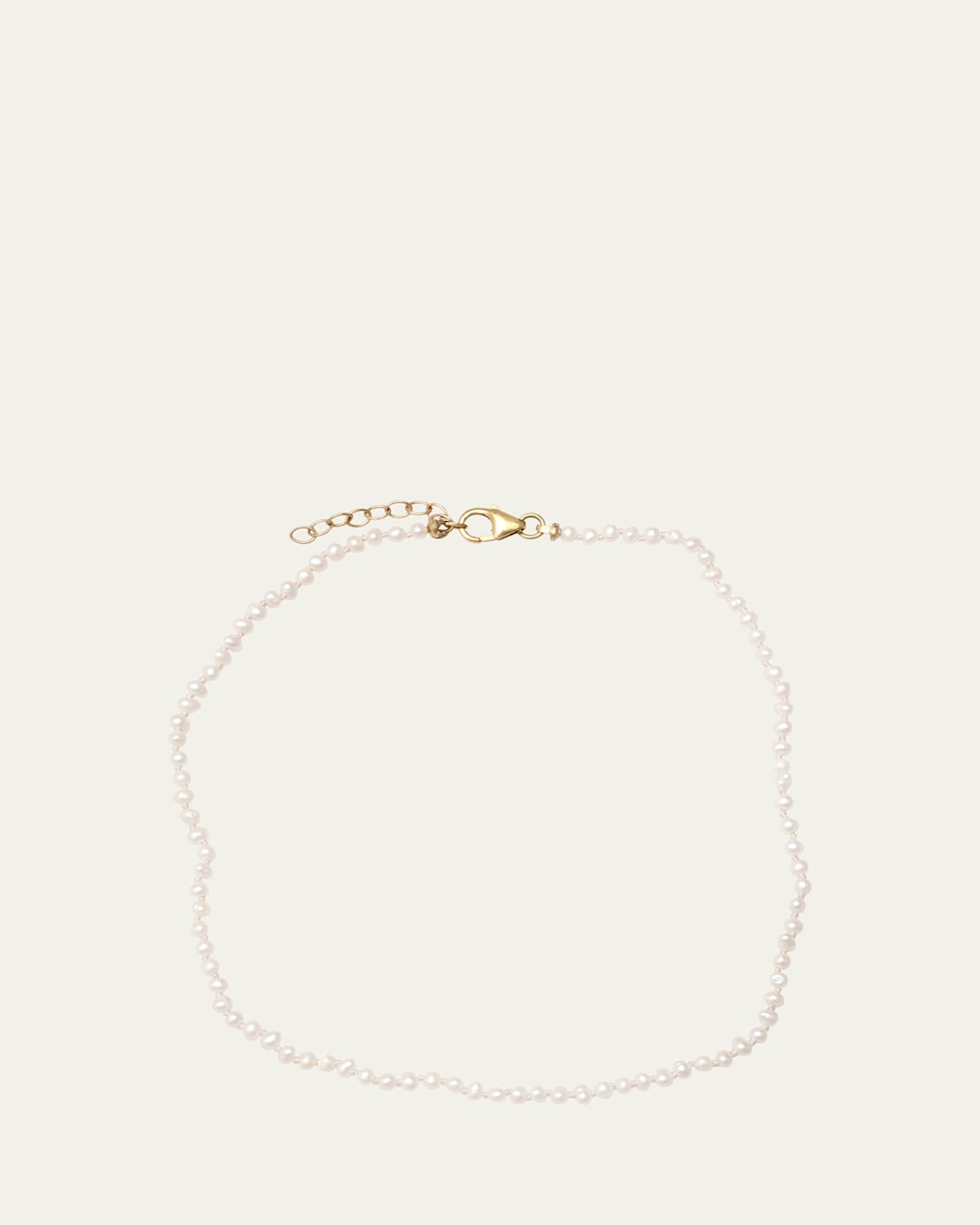 14K Yellow Gold Pearl Beaded Anklet
