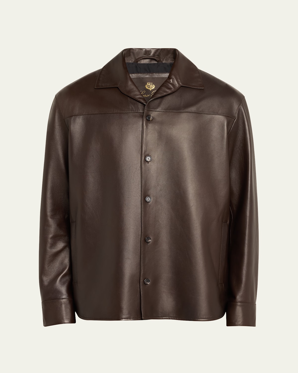 Loro Piana Men's Bruno Leather Overshirt Jacket In Dark Cocoa