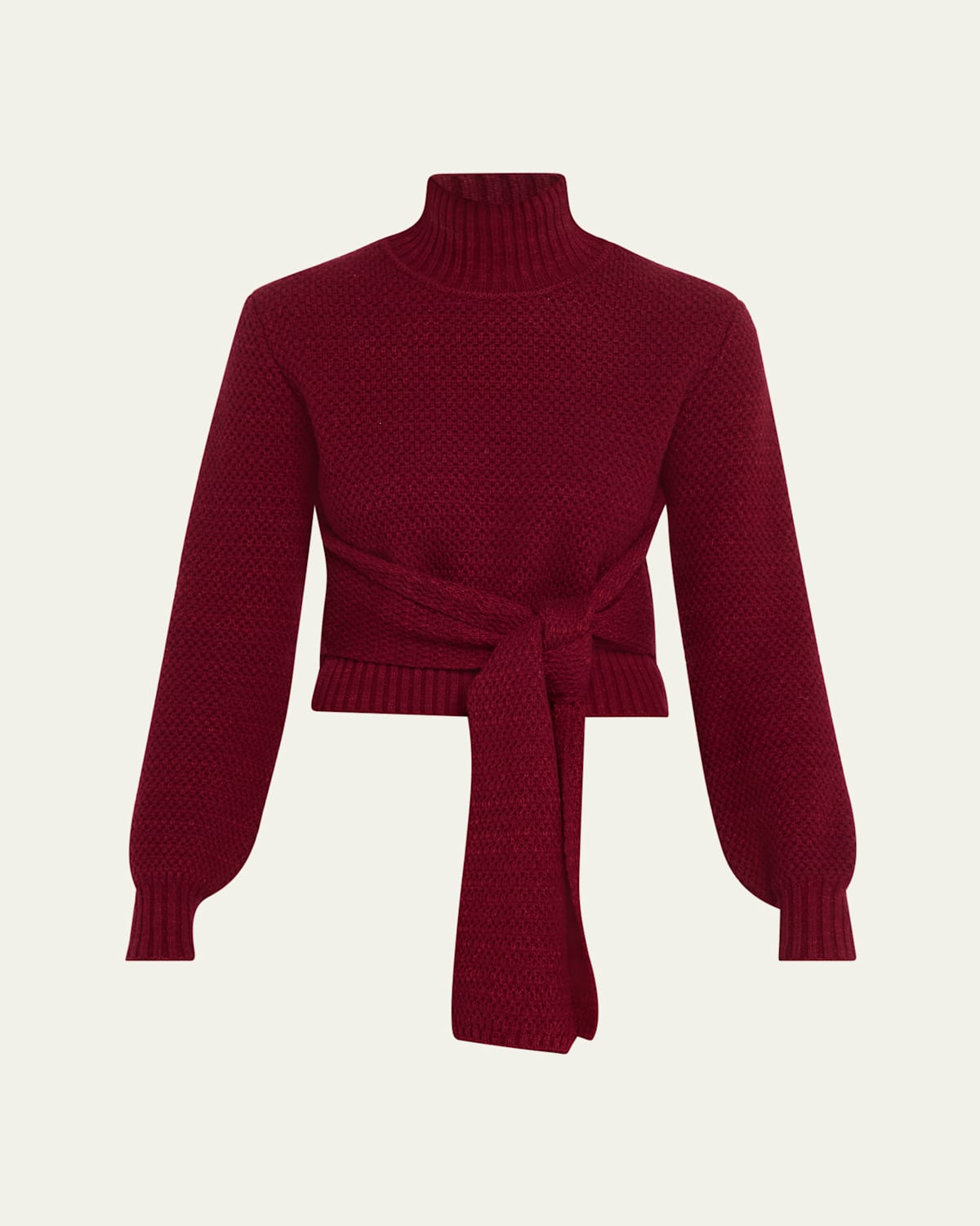 Aspen Wool and Cashmere Tie-Front Turtleneck Sweater
