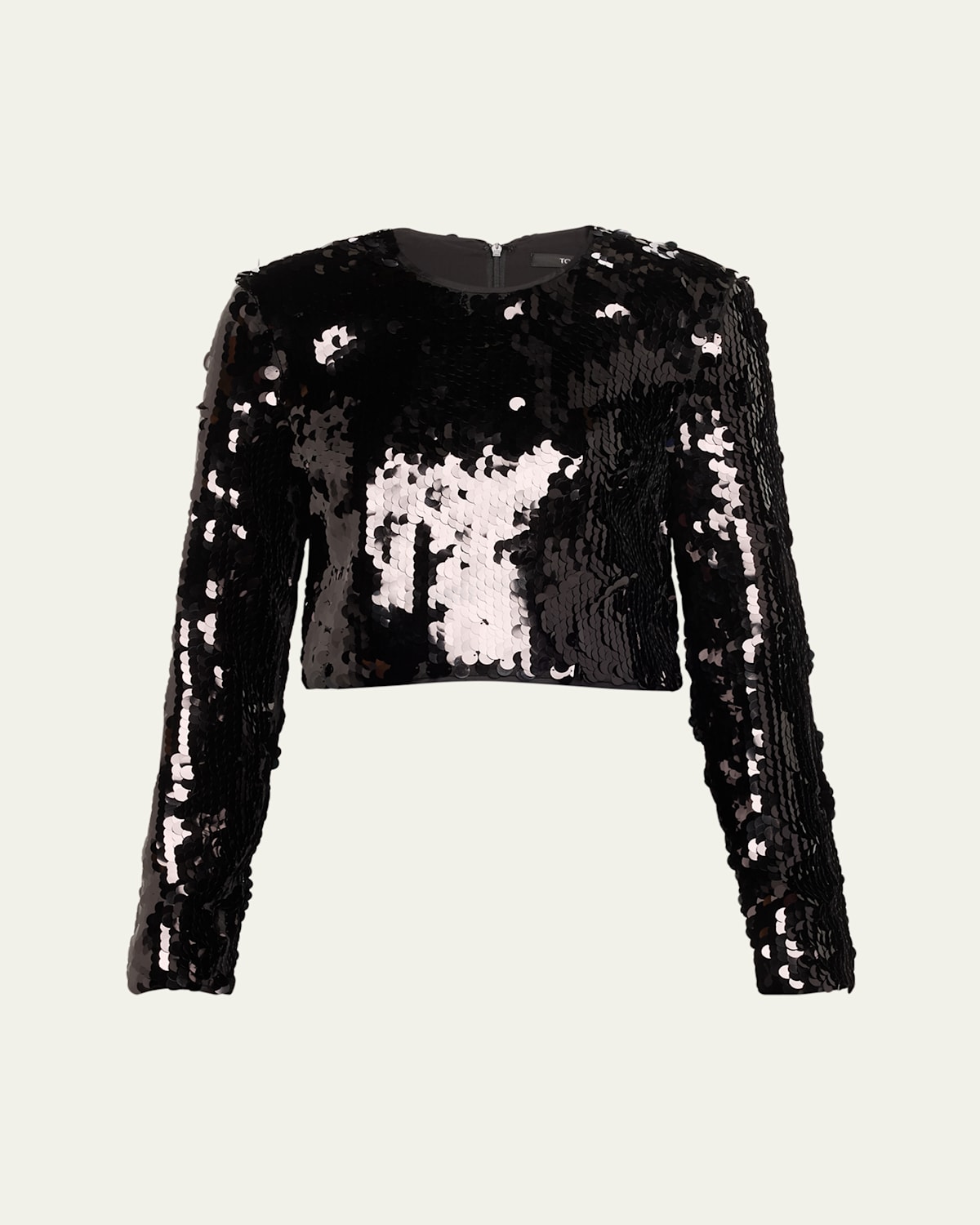 Anaya Long-Sleeve Cropped Pailette Top