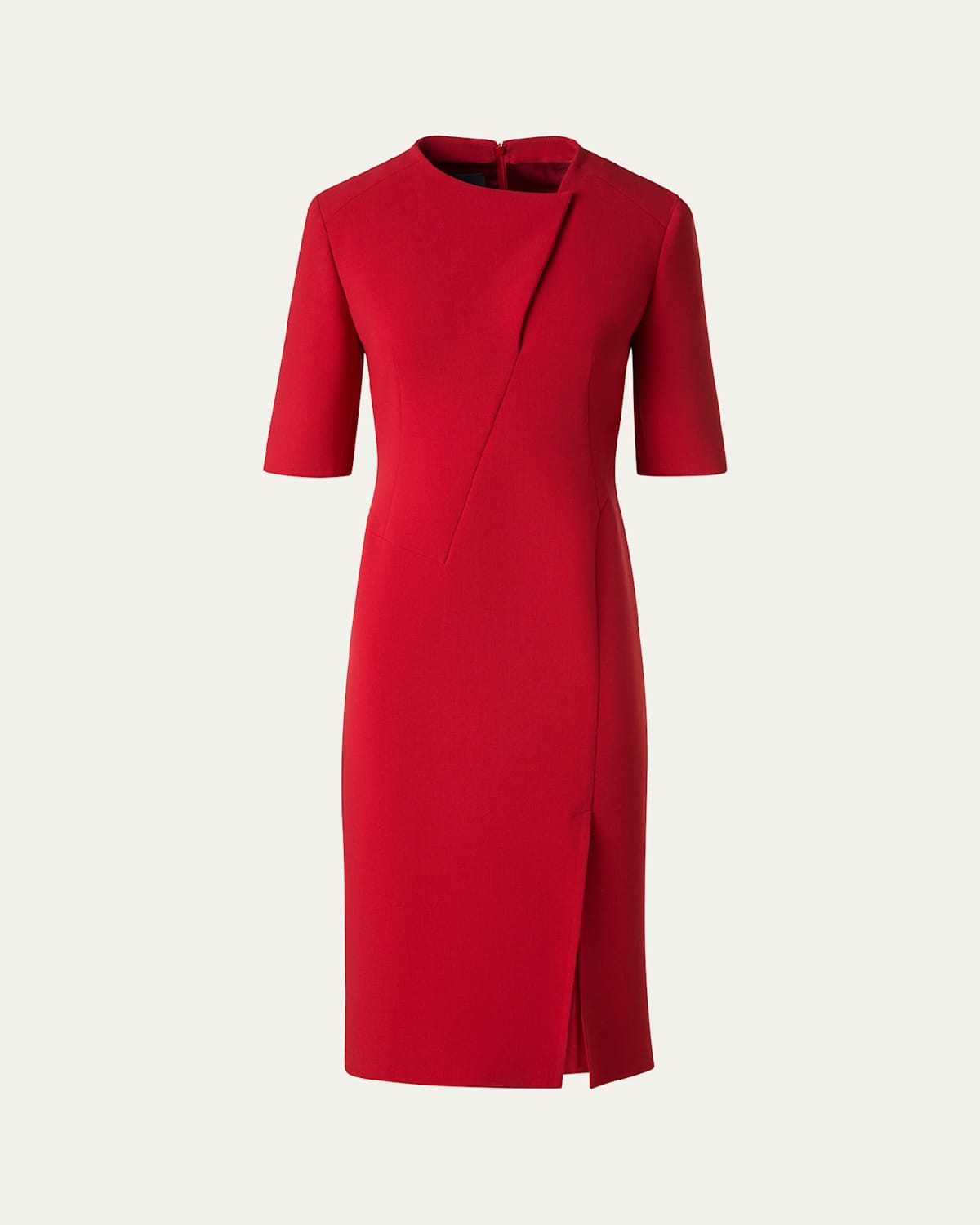 AKRIS ELBOW SLEEVE SHEATH WOOL DRESS 