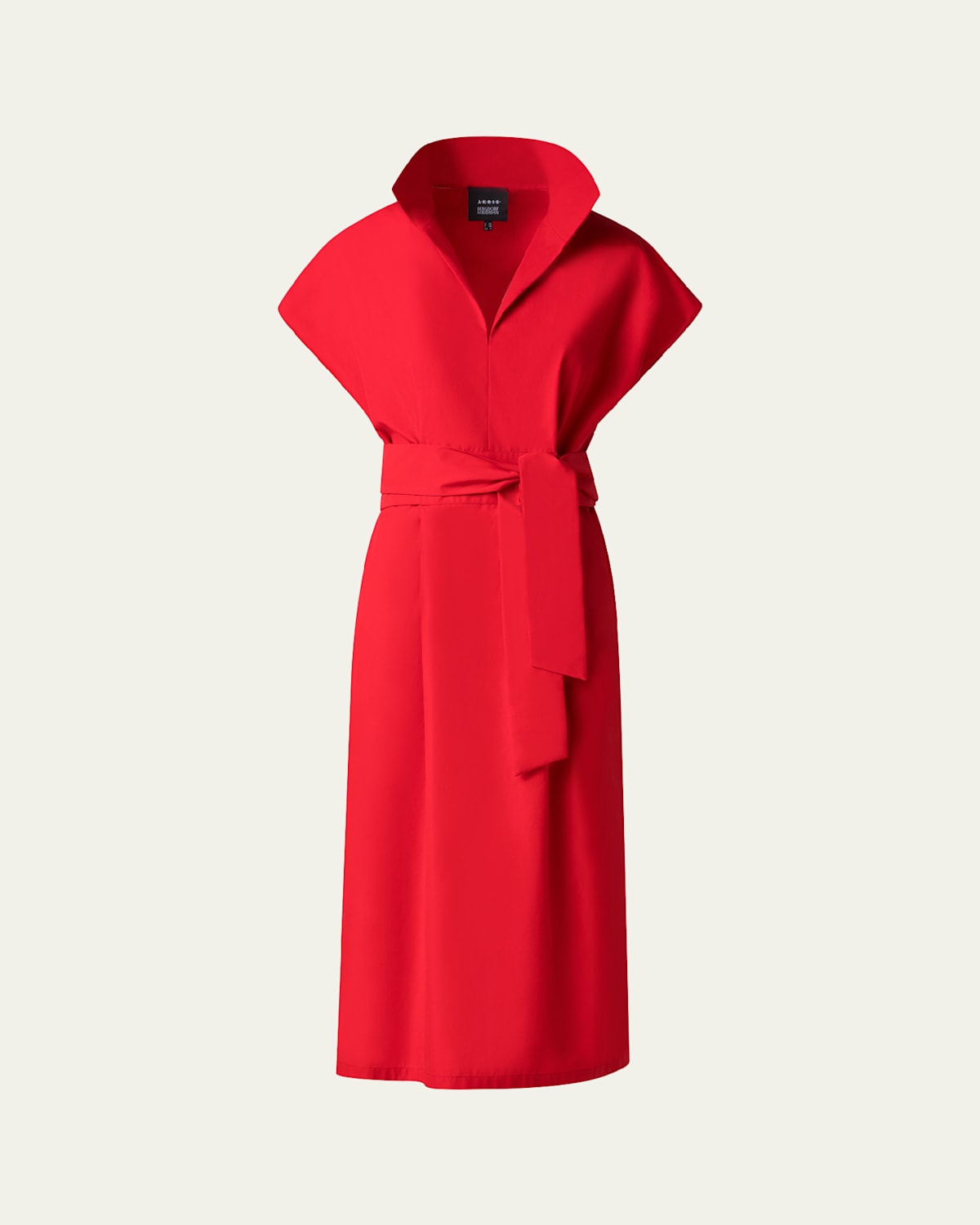 Akris Cotton Poplin Midi Shirtdress In Ruby