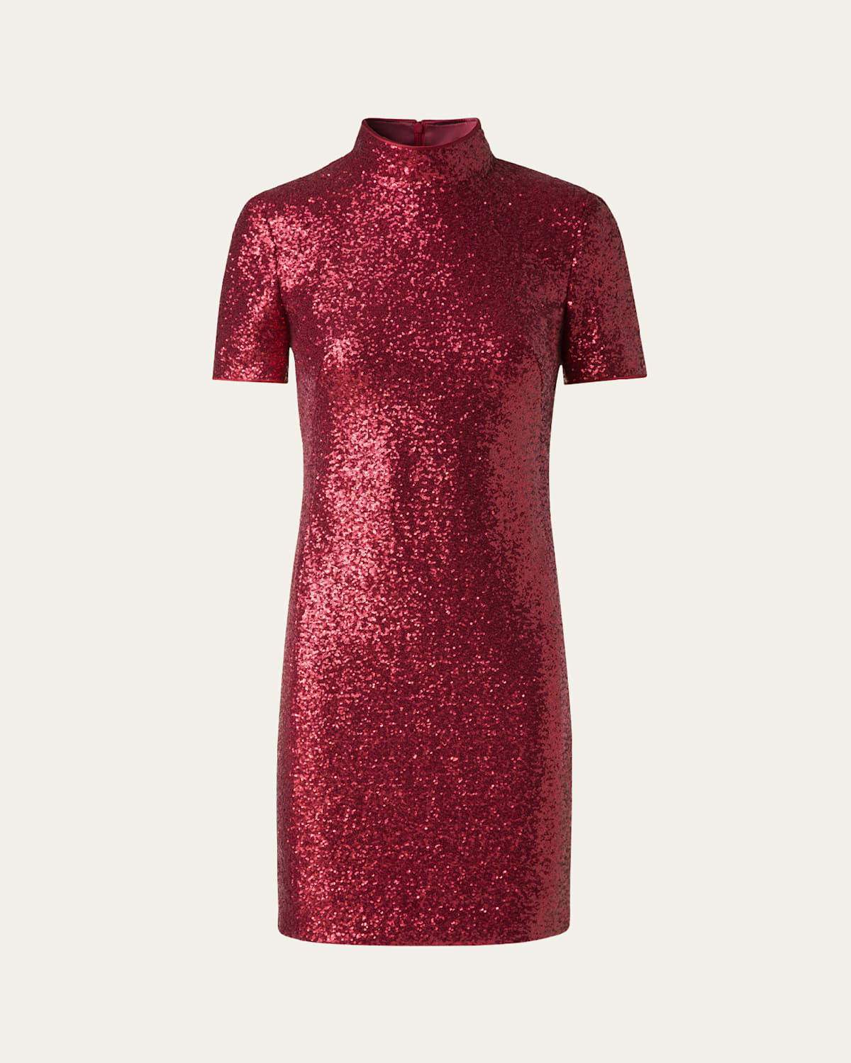 Akris Sequined High-neck Mini Dress In Ruby