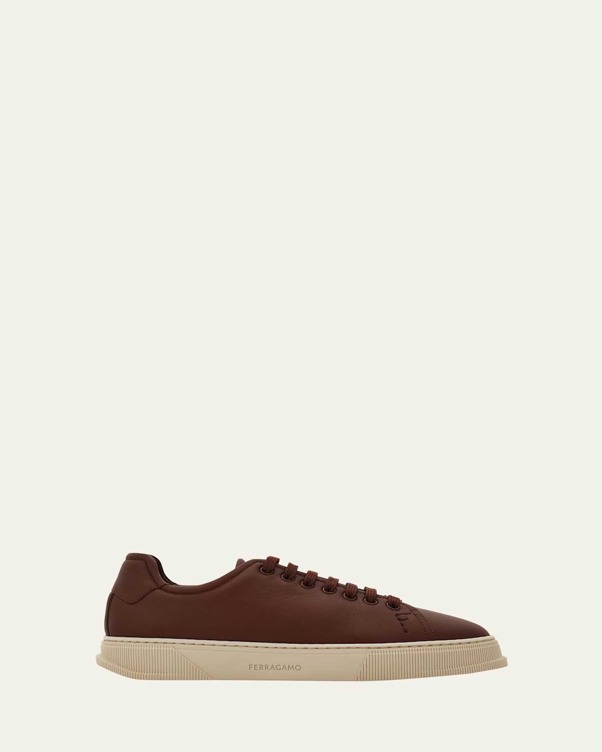 Ferragamo Salvatore Leather Sneakers Low-top Silhouette In Brown