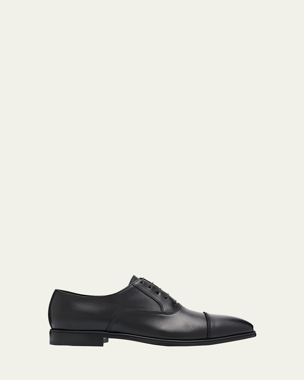 Ferragamo Men's Boston Brogue Leather Cap-toe Oxfords In Black