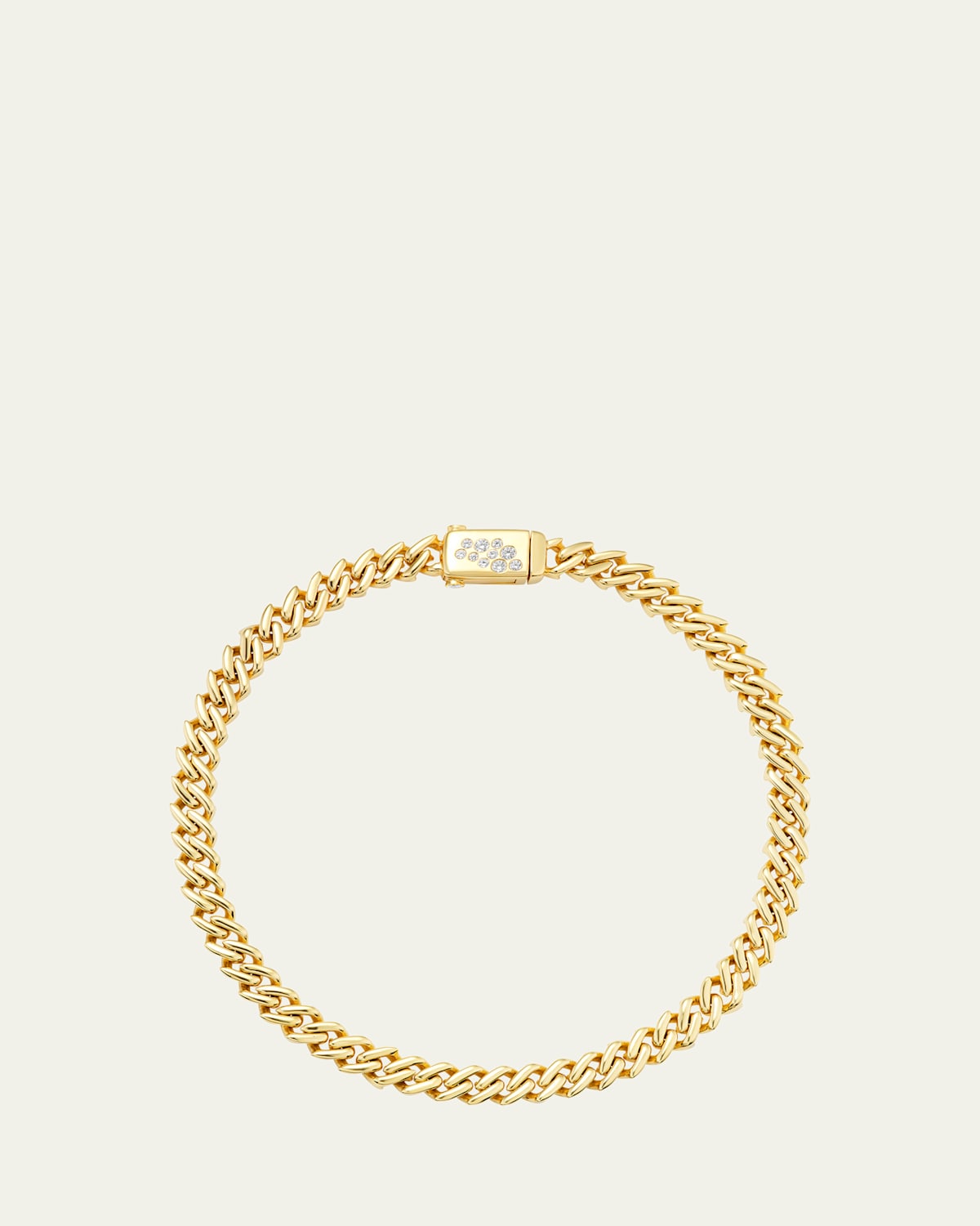 18K Yellow Gold Diamond Curb Chain Bracelet
