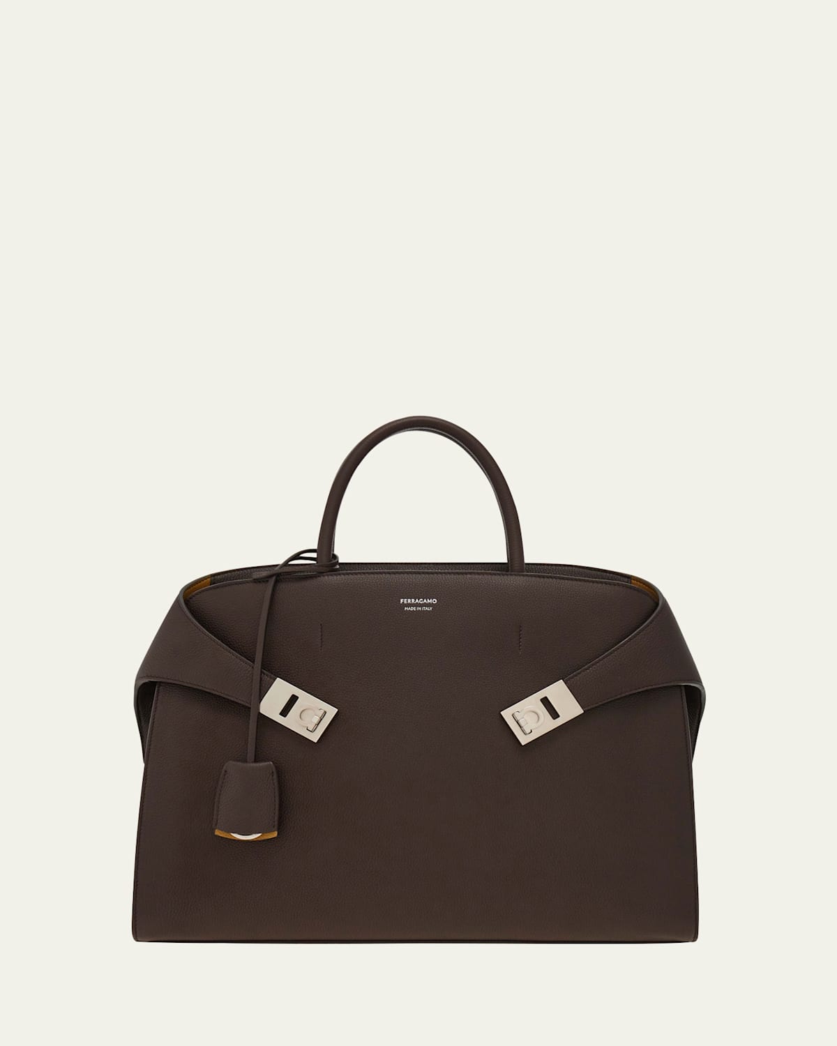 Ferragamo Men Hug Business Bag In Testa Di M Burnt Ocra