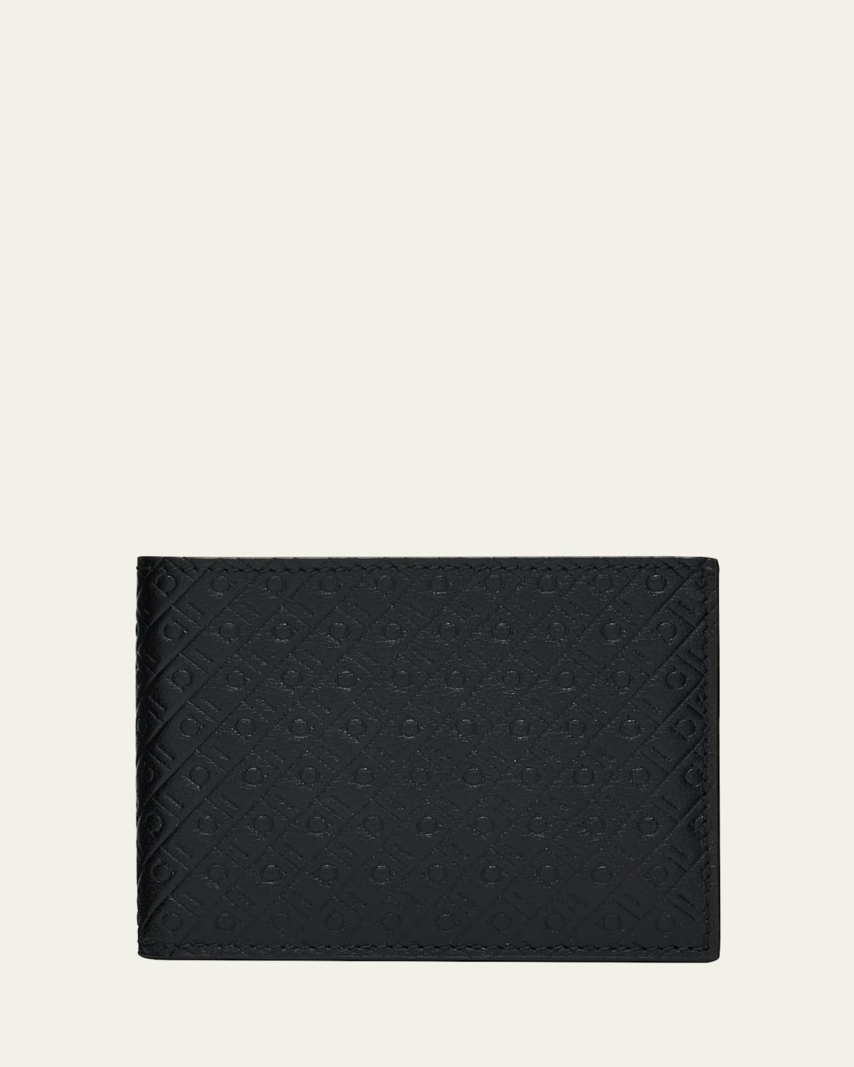 Ferragamo Men's Embossed Monogram Leather Bifold Wallet In Nero