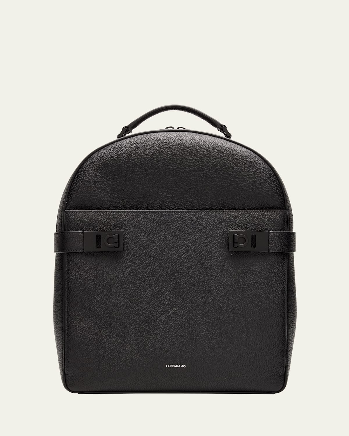 Shop Ferragamo Men's Twins Leather Backpack In Nero