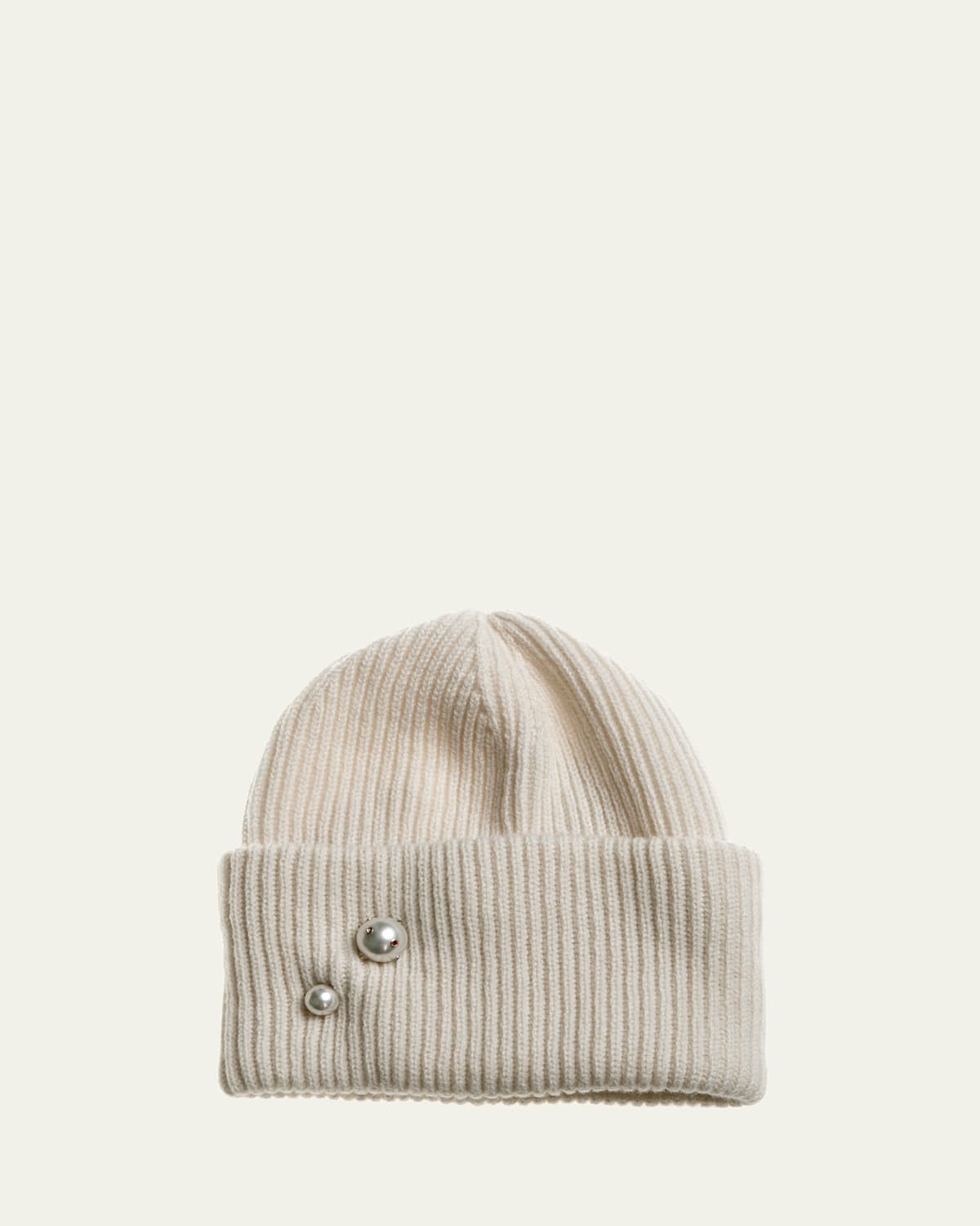 Ribbed Pearly Cashmere Beanie