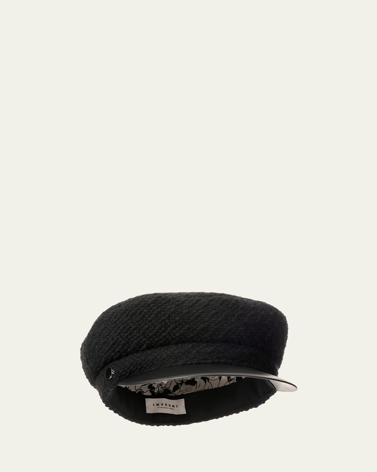 Jersey Cashmere & Leather Newsboy Cap