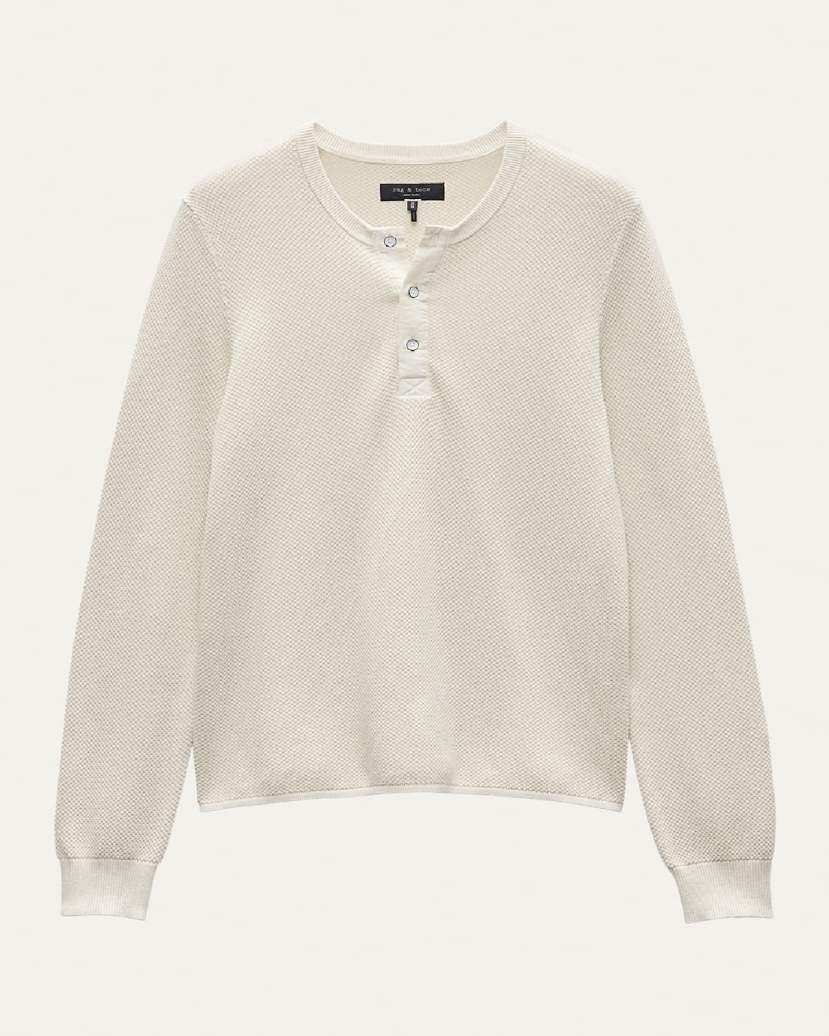 Rag & Bone Men's Washed Dexter Henley Shirt In Ivory