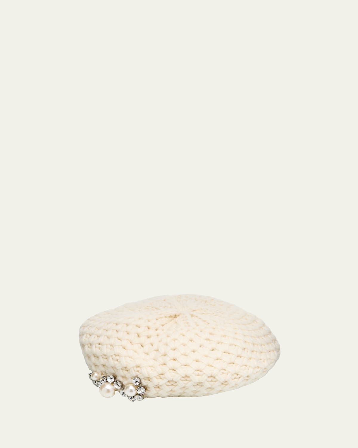 Inverni Embellished Cashmere Beret In White