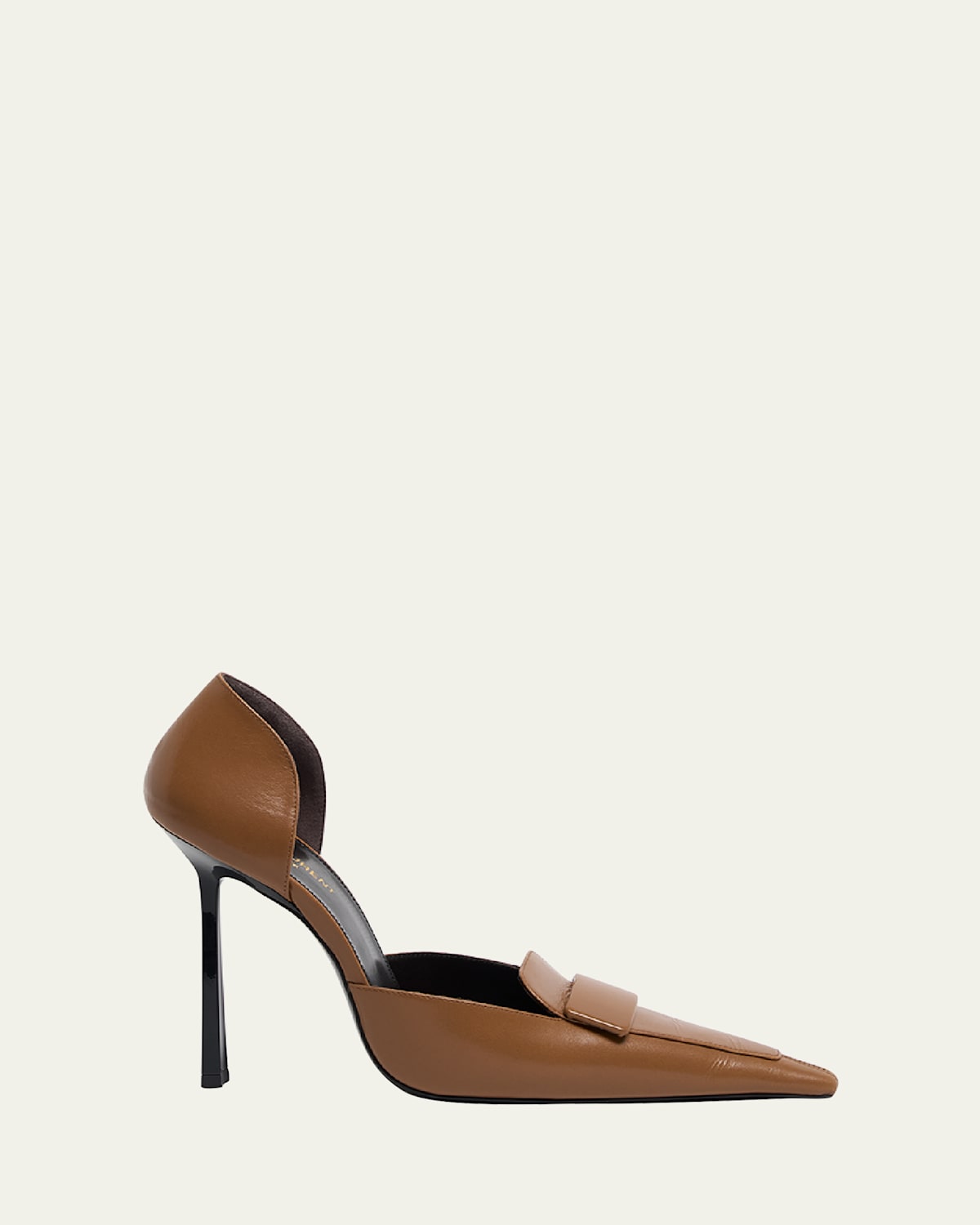Saint Laurent Leather D'orsay Loafer Pumps In Macadamia