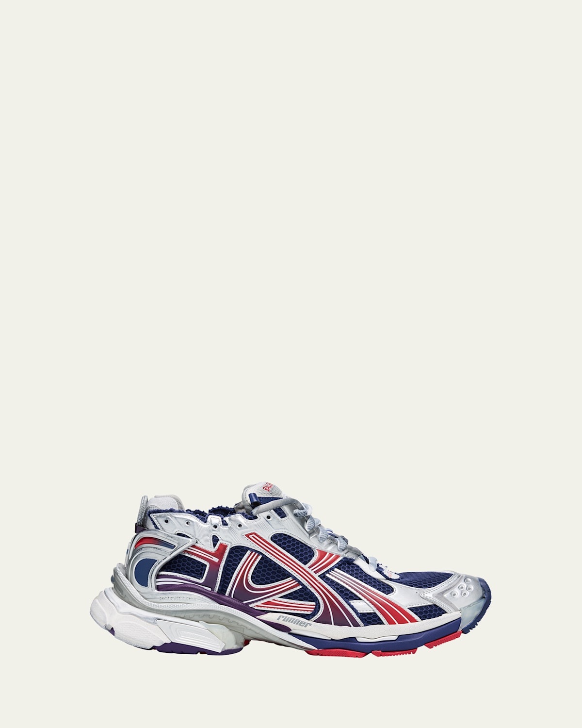 Shop Balenciaga Men's Mesh Runner Sneakers In Dk Blu/gry/red