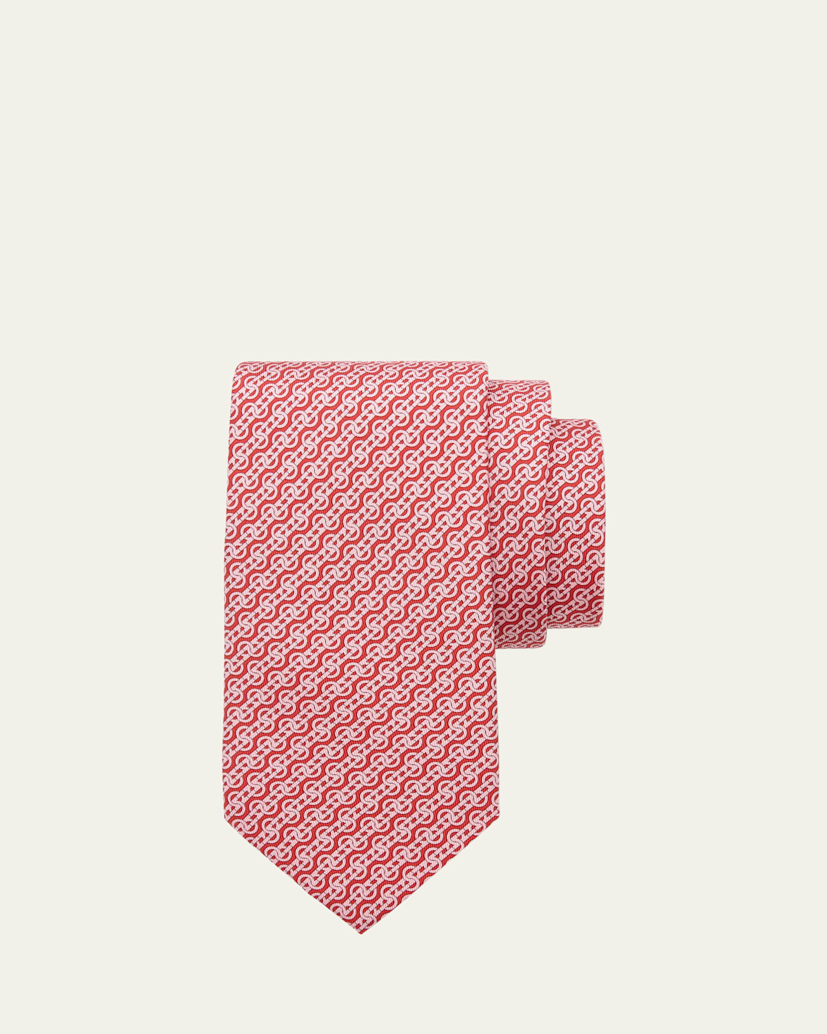 Ferragamo Men 's Gancini Stripe Silk Tie