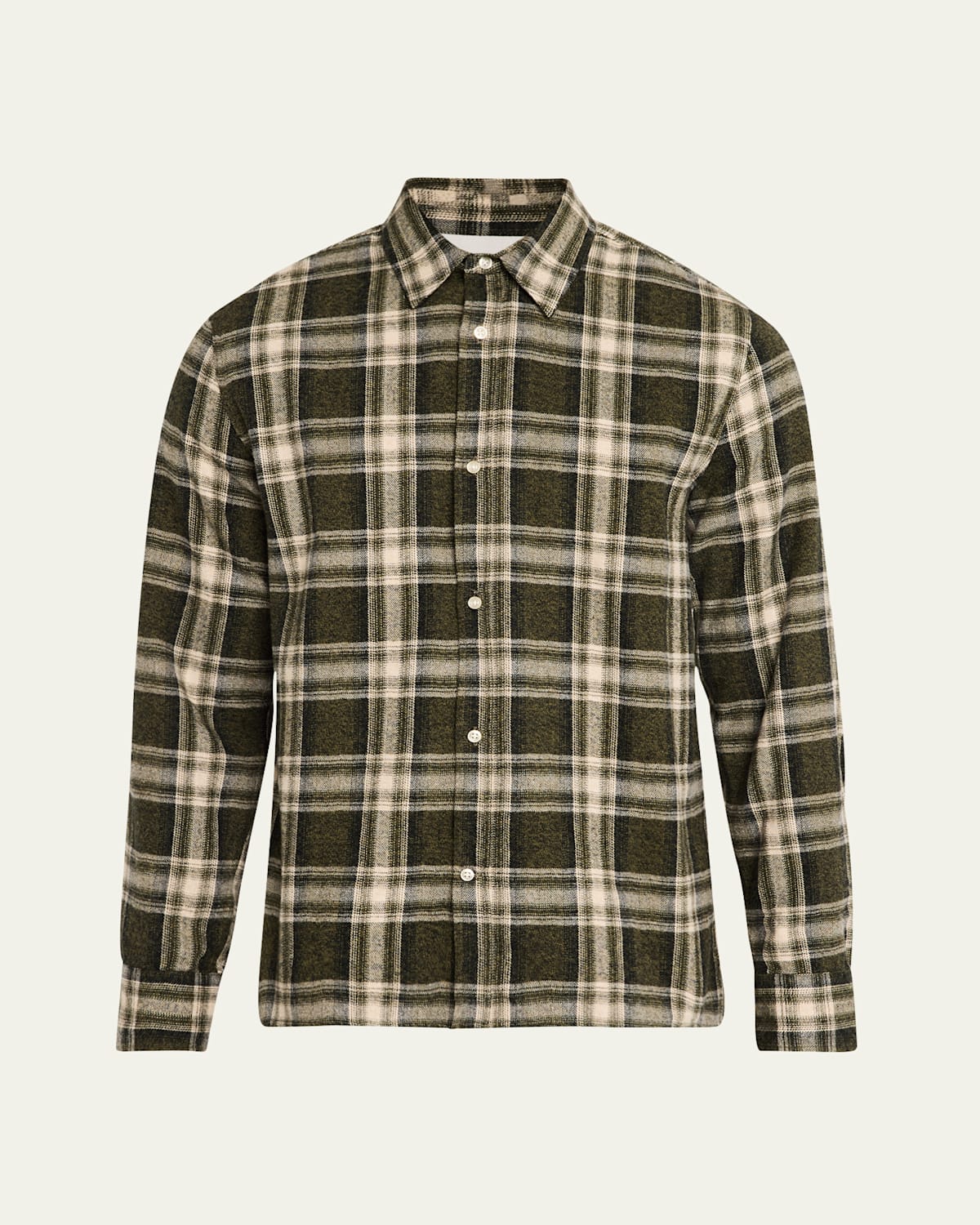 OFFICINE GENERALE MEN'S ALEX BRUSHED PLAID BUTTON DOWN SHIRT 