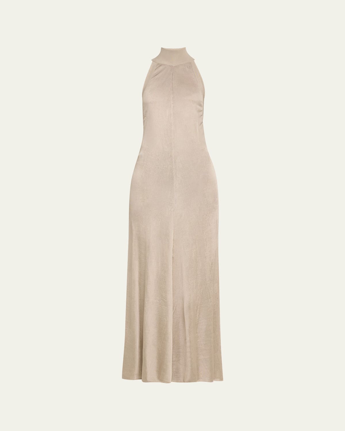 Mock-Neck Button Backless Knit Gown