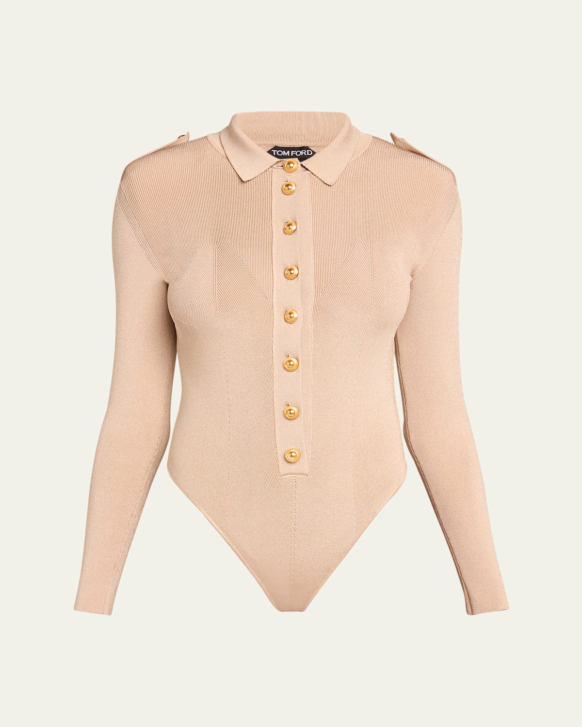 TOM FORD BUTTON-FRONT POLO BODYSUIT 
