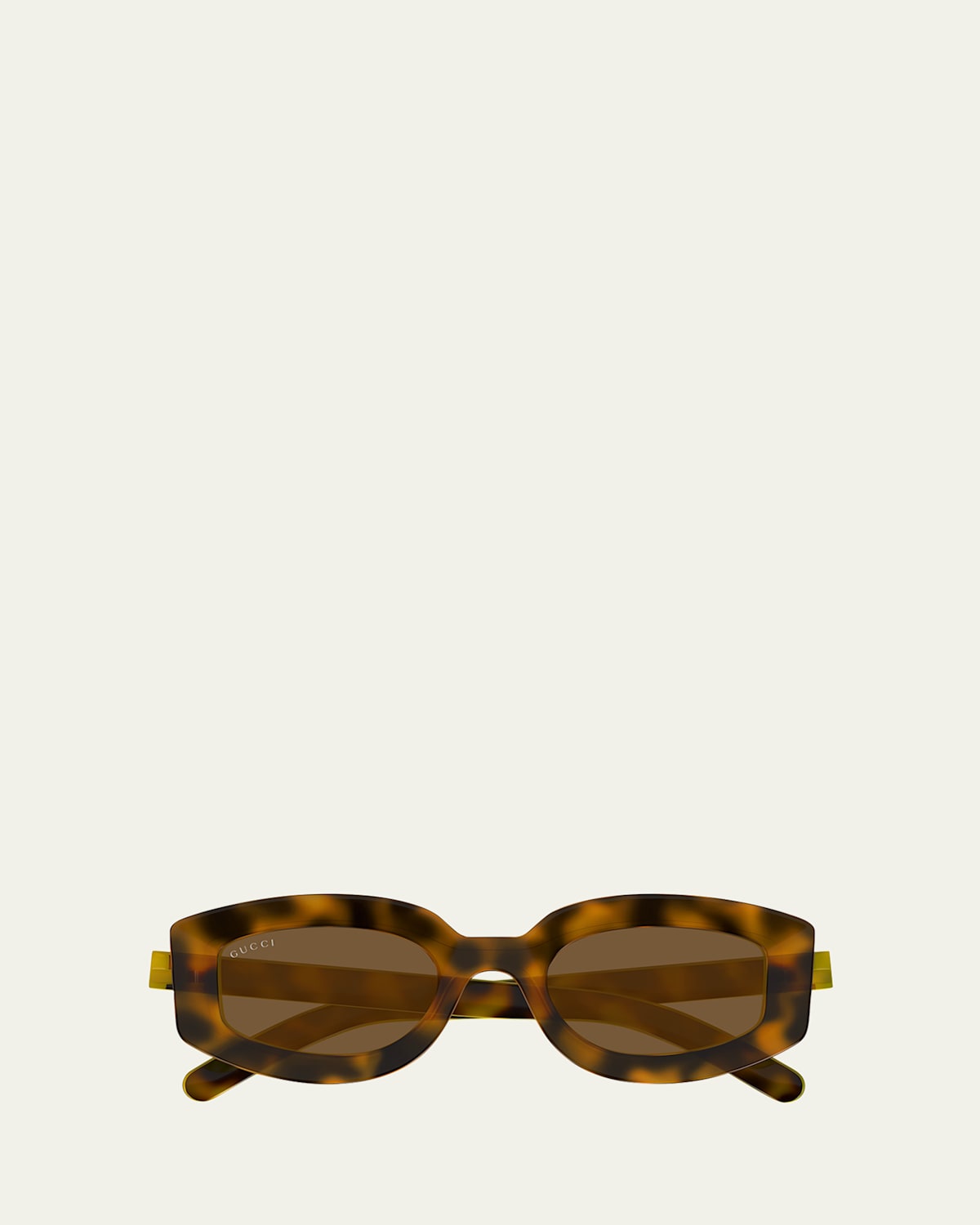 Gucci Oval Plastic Sunglasses In Shiny Spotted Havana Yellow