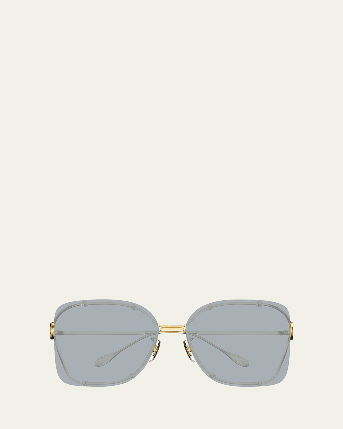 Gucci Rimless Square Metal Sunglasses In Shiny Endura Gold