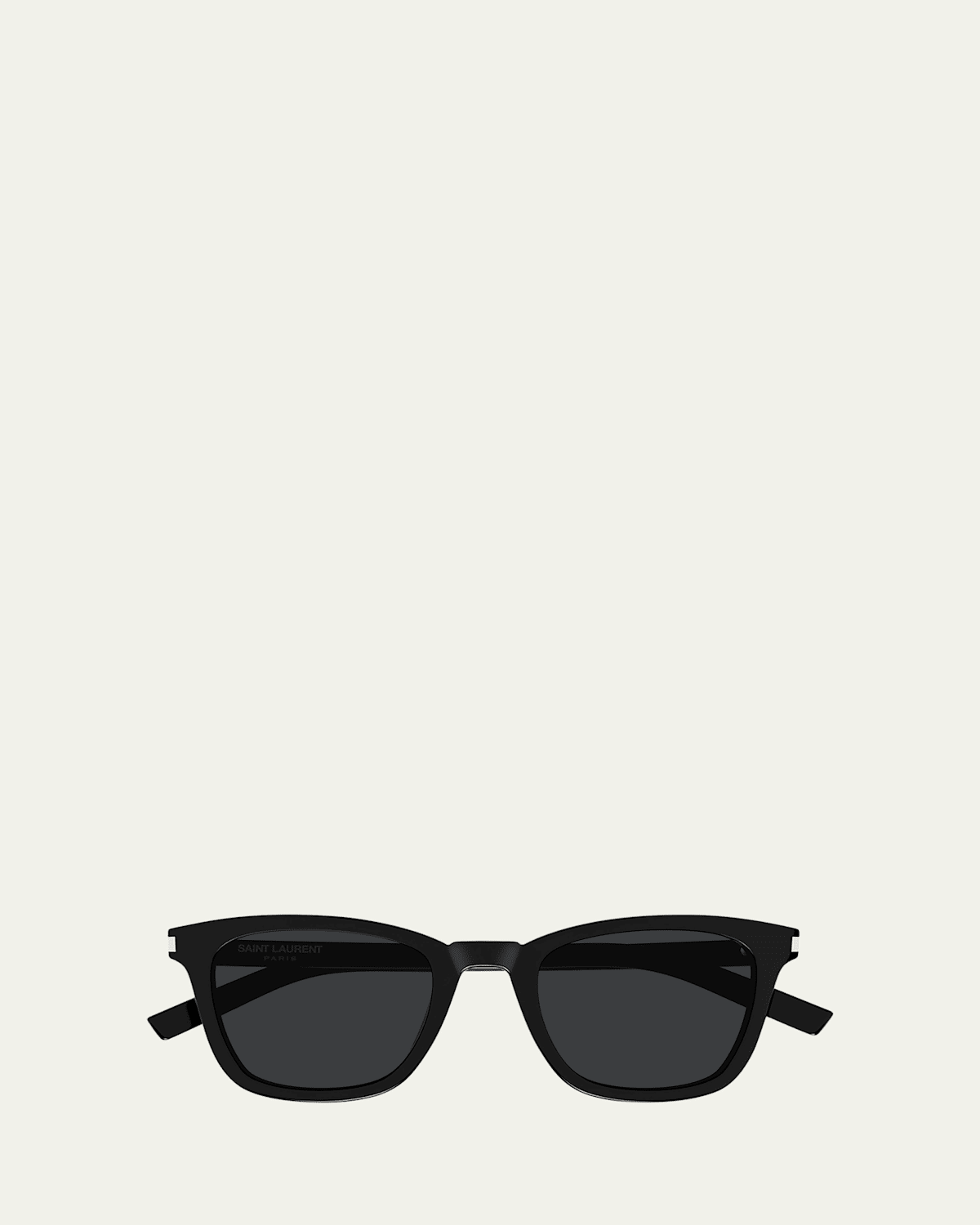 Saint Laurent Slim Square Acetate Sunglasses In Shiny Solid Black