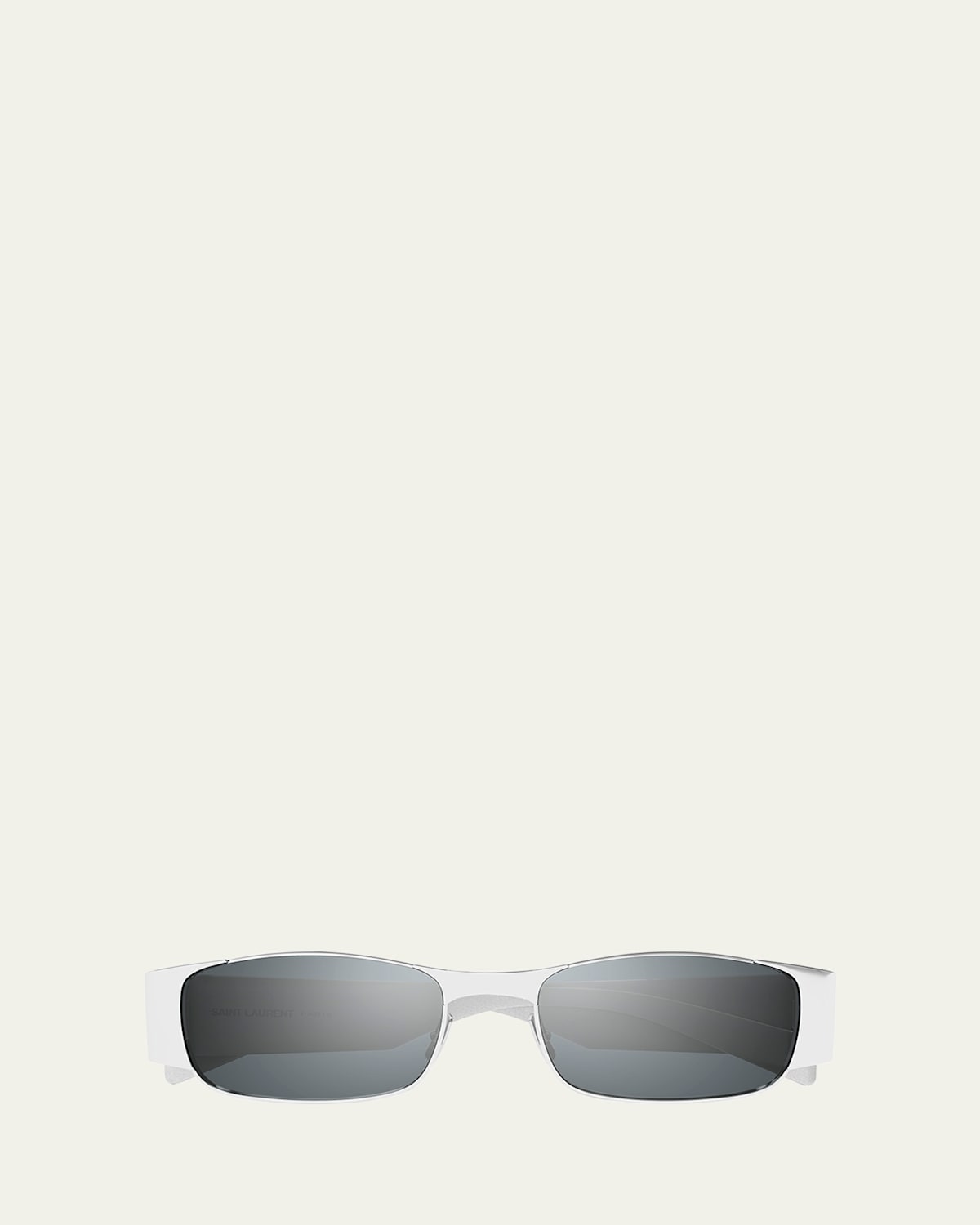 Saint Laurent Rectangular Metal Sunglasses In White