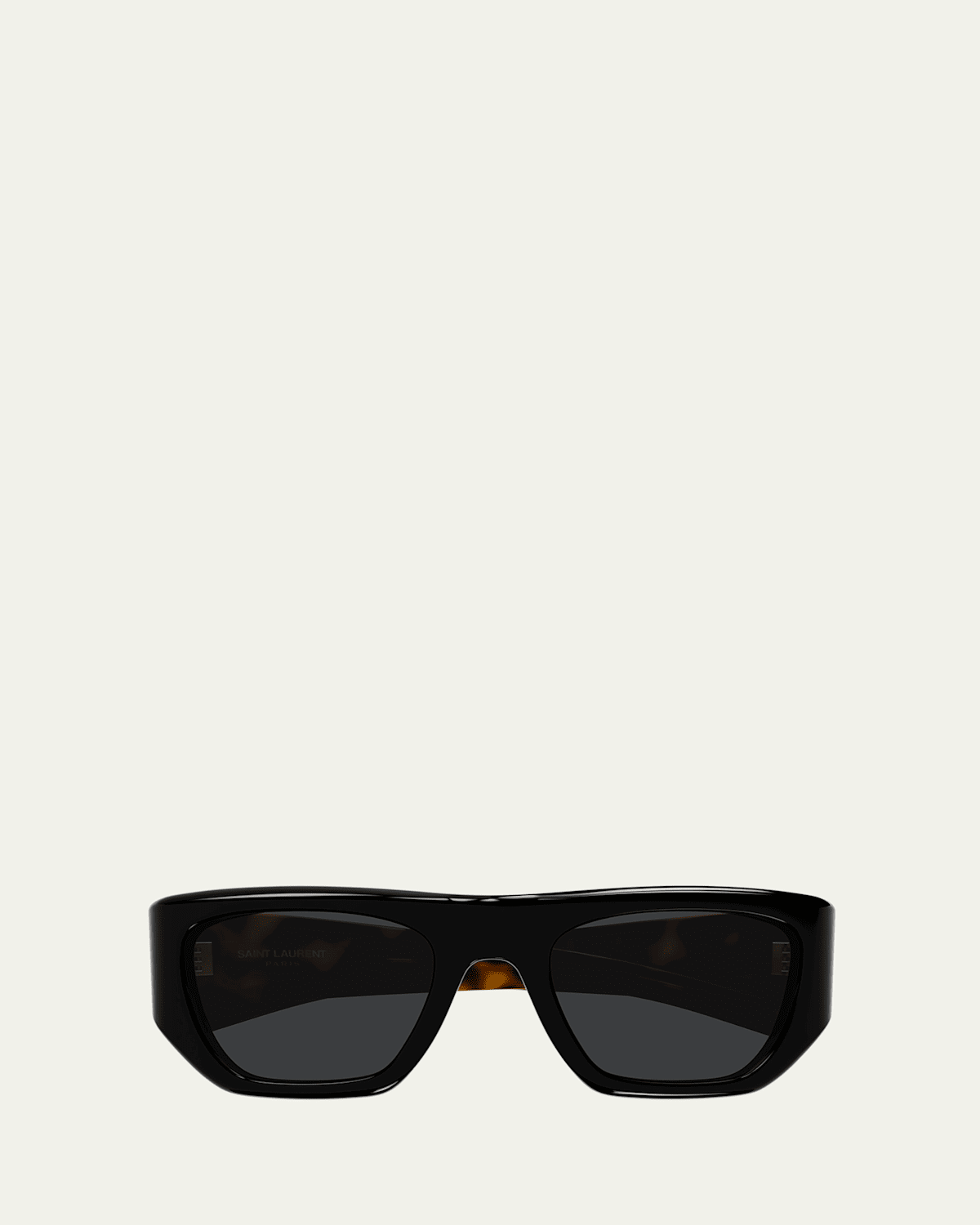 Saint Laurent 52mm Rectangular Sunglasses In Shiny Solid Black