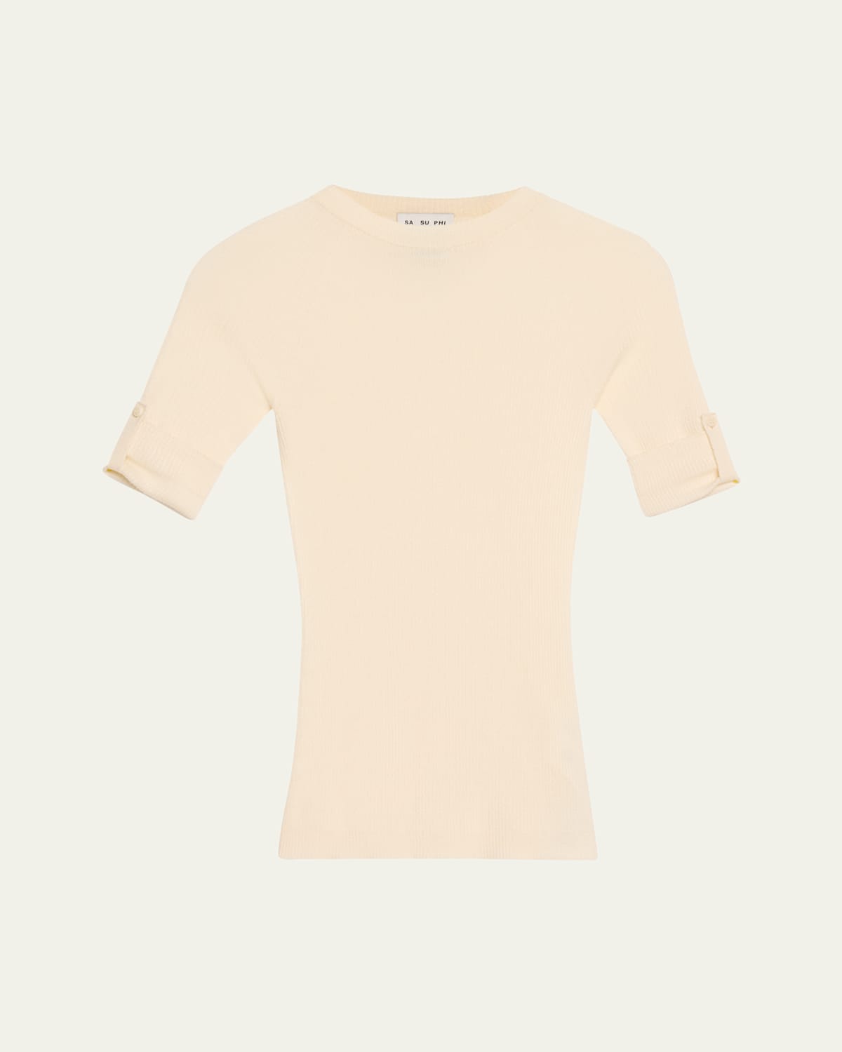 Ribbed Short Sleeve Cashmere Sweater