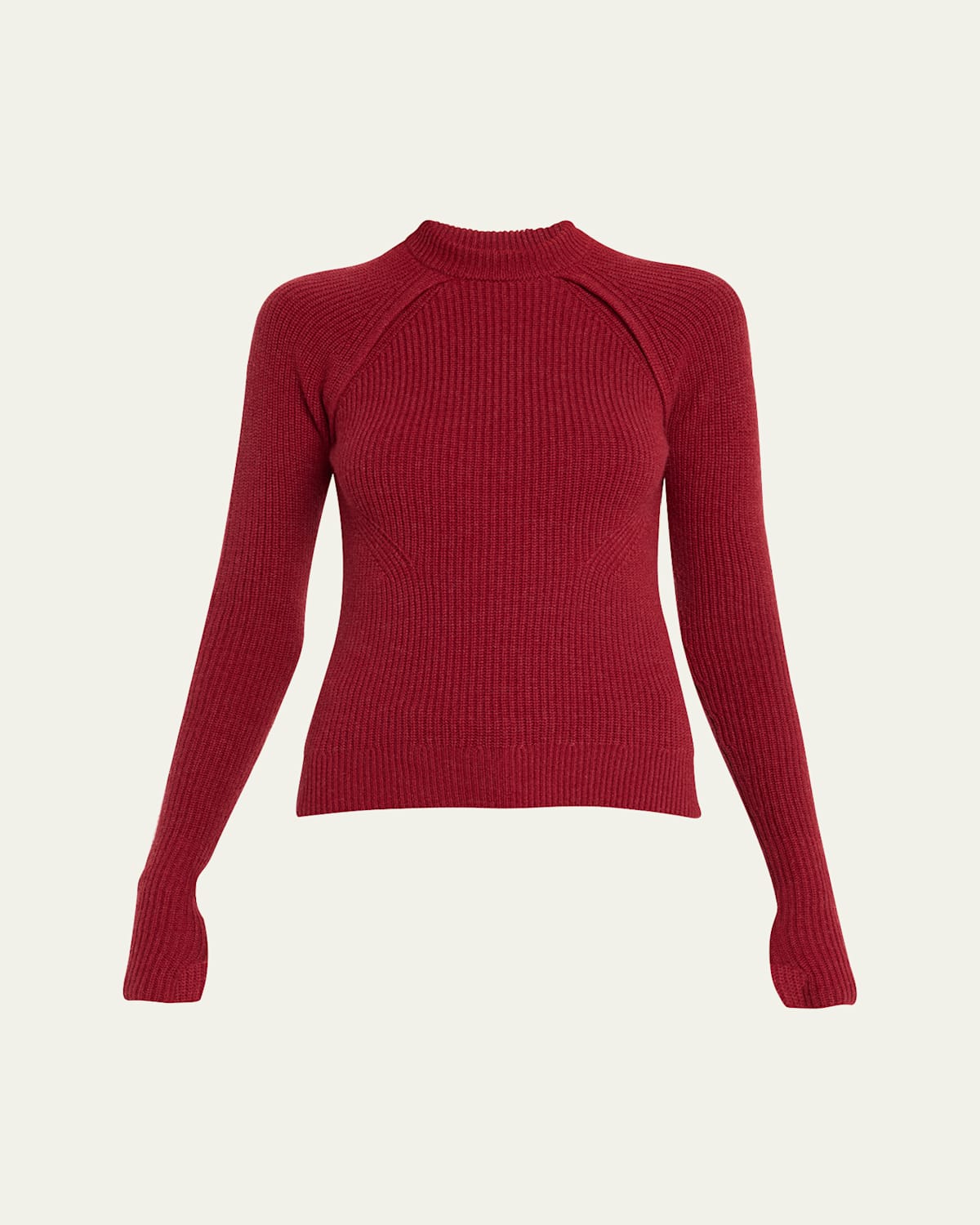 Marine Thumbhole Ribbed Cashmere Sweater