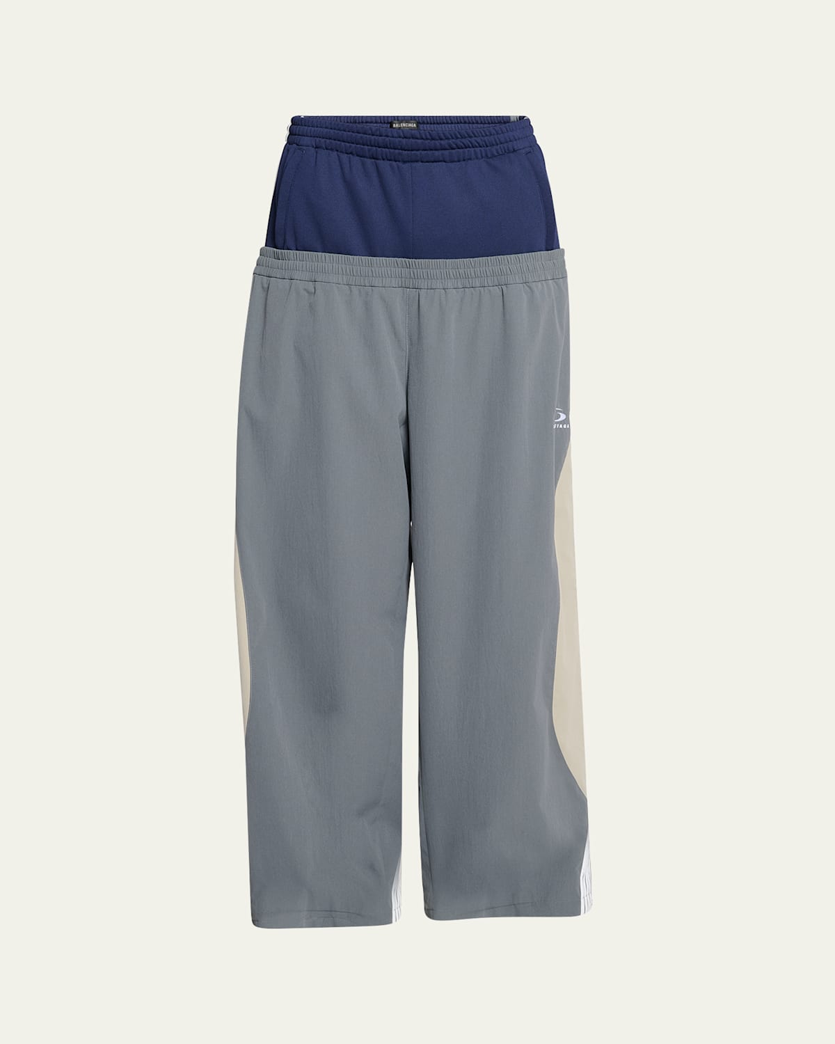 BALENCIAGA MEN'S DOUBLE-WAIST TRACKSUIT PANTS 