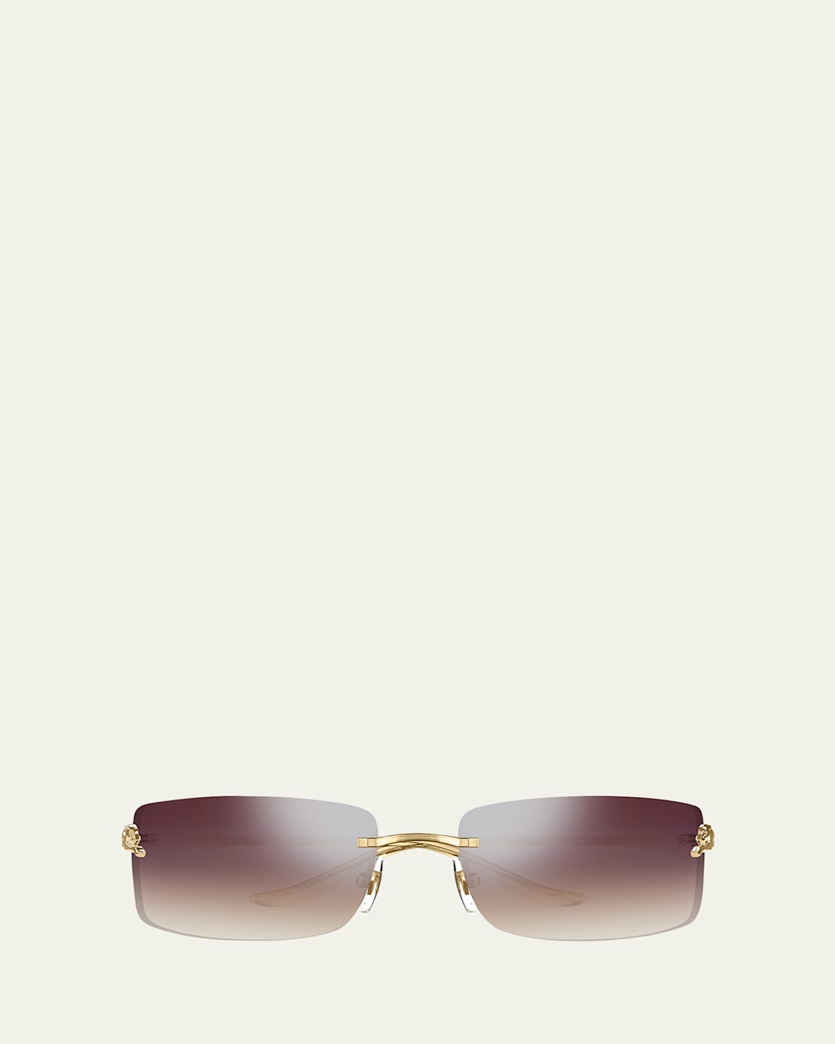 panther rimless rectangle metal sunglasses