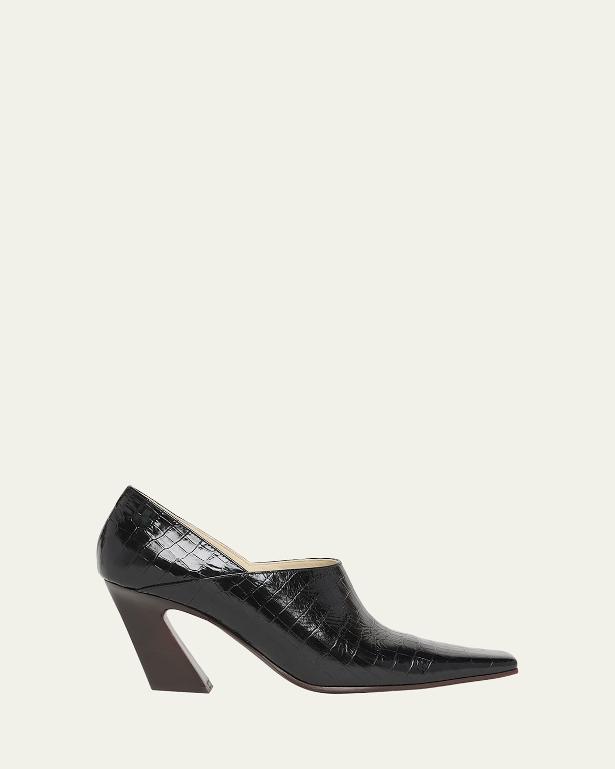 Bottega Veneta Lewis Croco Block-heel Pumps In Black