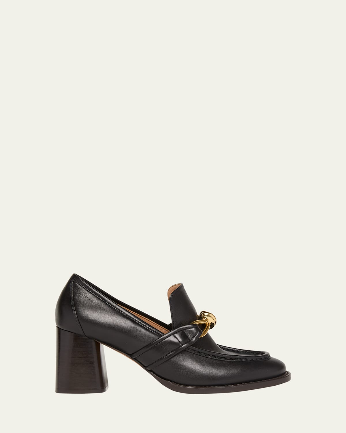 Bottega Veneta Astaire Metallic Knot Leather Heeled Loafers In Black