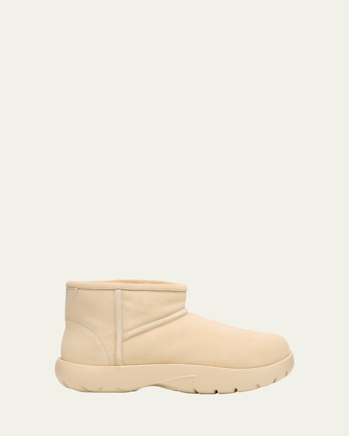 Shop Bottega Veneta Snap Suede Shearling Winter Booties In Poridge
