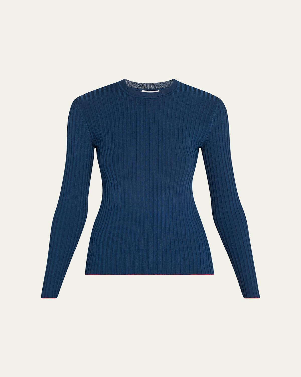 Ferragamo Lightweight Viscose Rib Sweater In Teal Blue