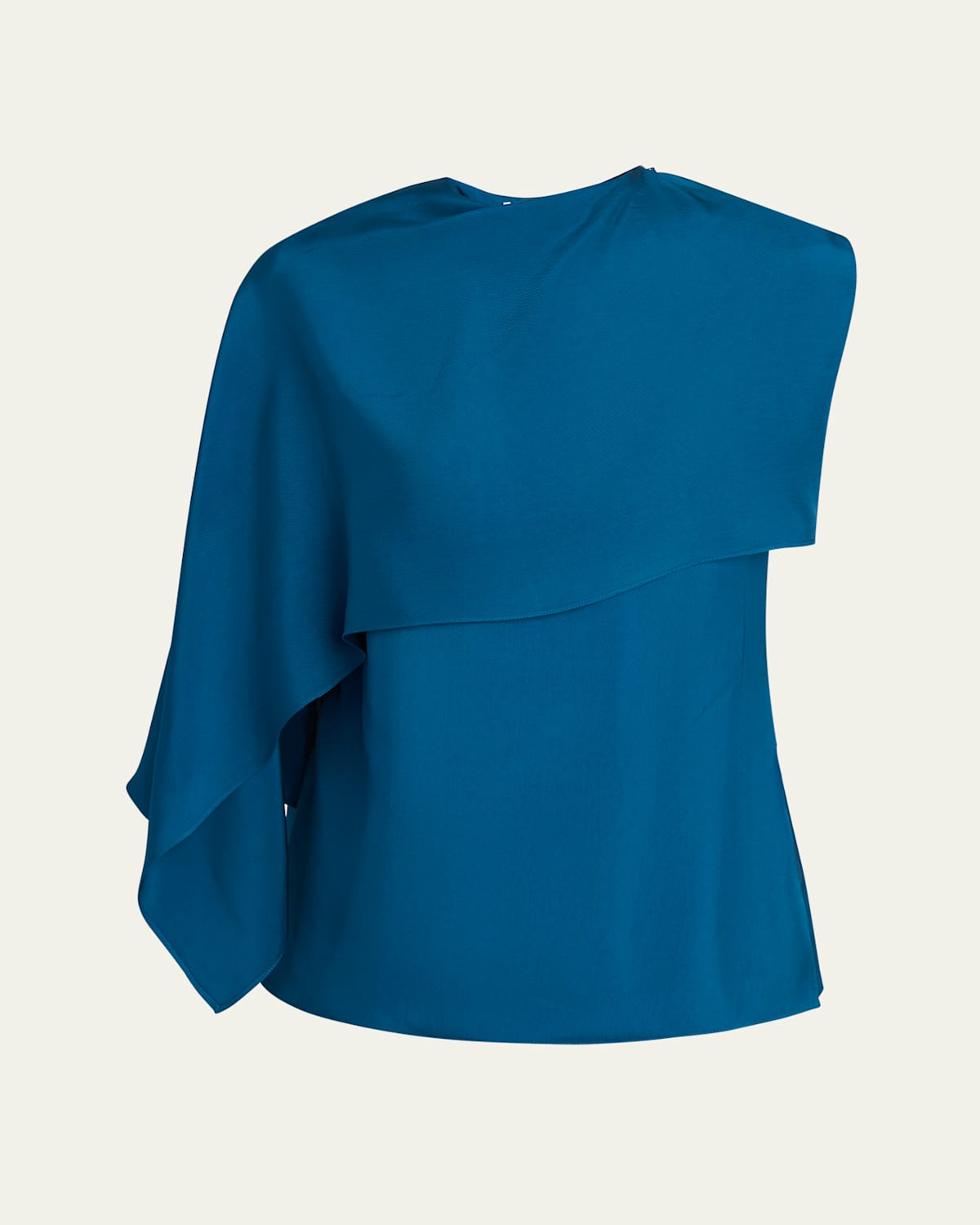 Ferragamo Viscose Top With Cape Detail In Teal Blue